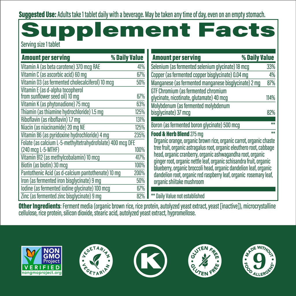MegaFood Womens Multivitamin One Daily – Vegetarian, Gluten-Free, Iron, Vitamin C & D3, 60 Tablets