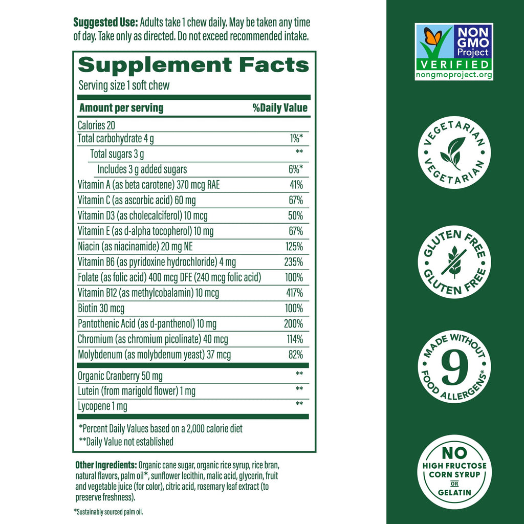 MegaFood Women's Multivitamin Soft Chews - One Daily, Mixed Berry (Vegetarian, Non-GMO)