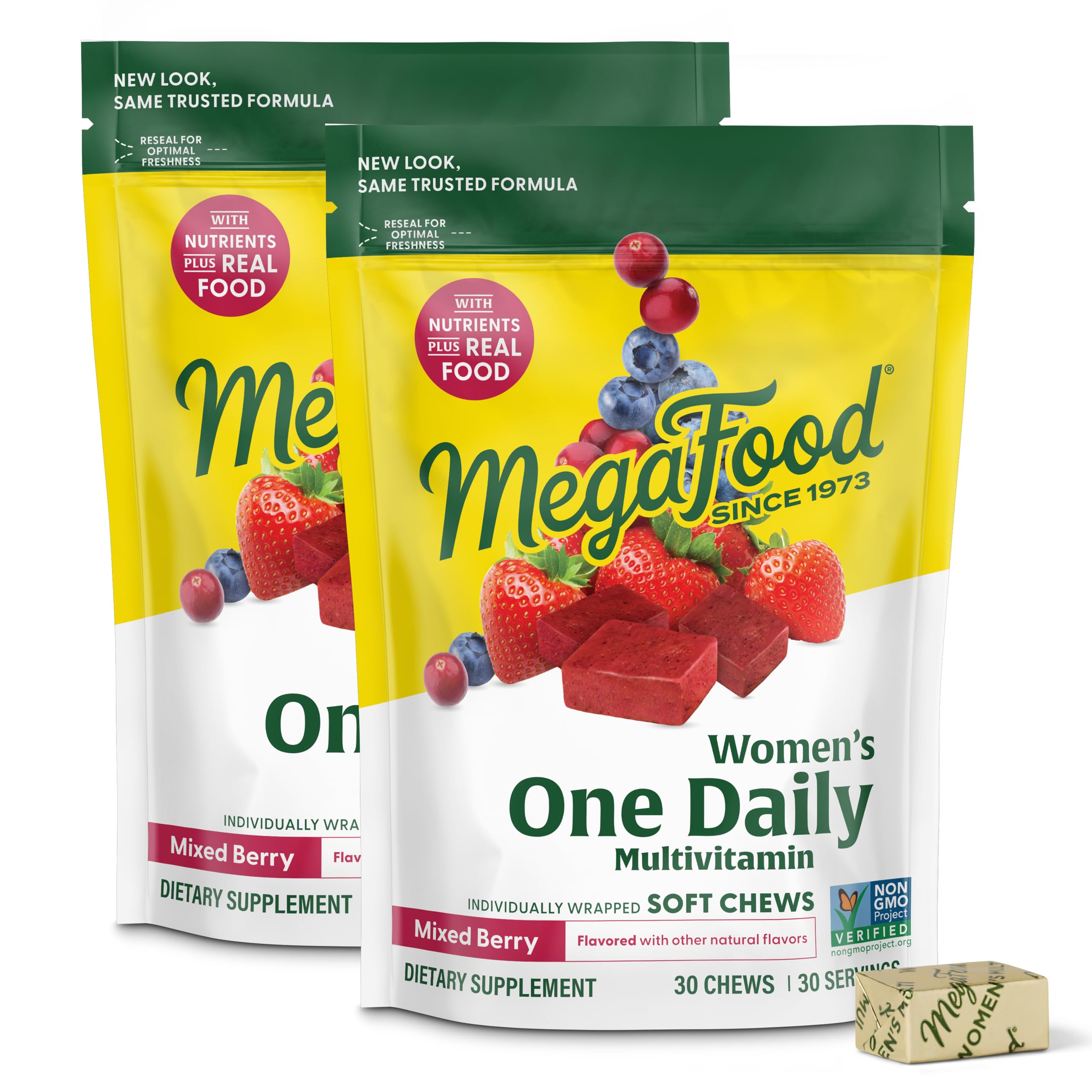 MegaFood Women's Multivitamin Soft Chews - One Daily, Mixed Berry (Vegetarian, Non-GMO)