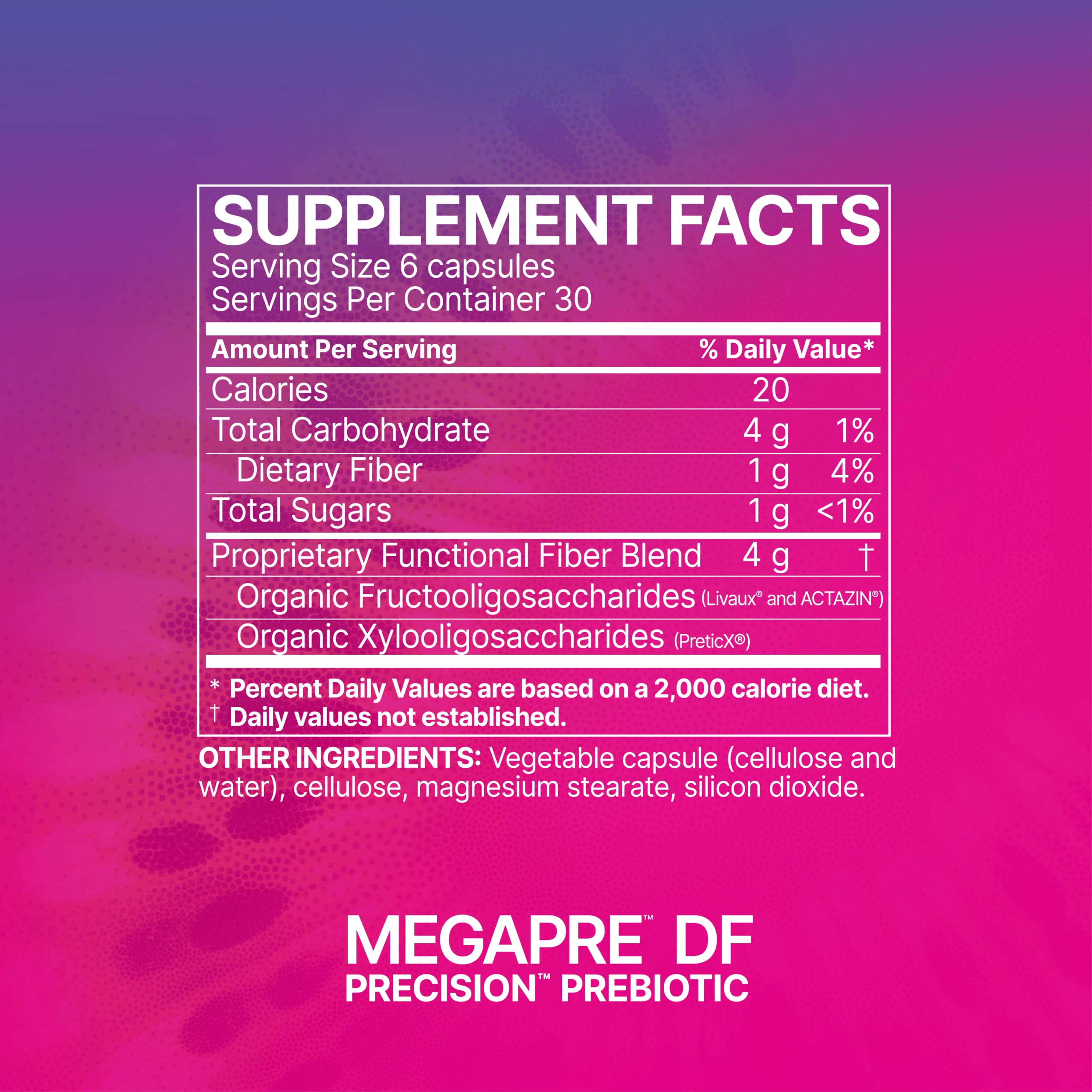 MegaPre DF Dairy-Free Prebiotic Fiber for Gut Health | Microbiome Labs (180 caps)