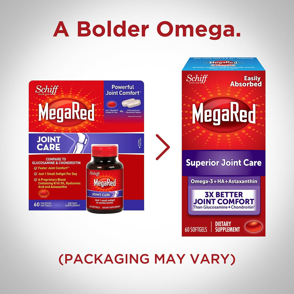 MegaRed Krill Oil Joint Care 353mg — EPA/DHA, Hyaluronic Acid, 60 Softgels