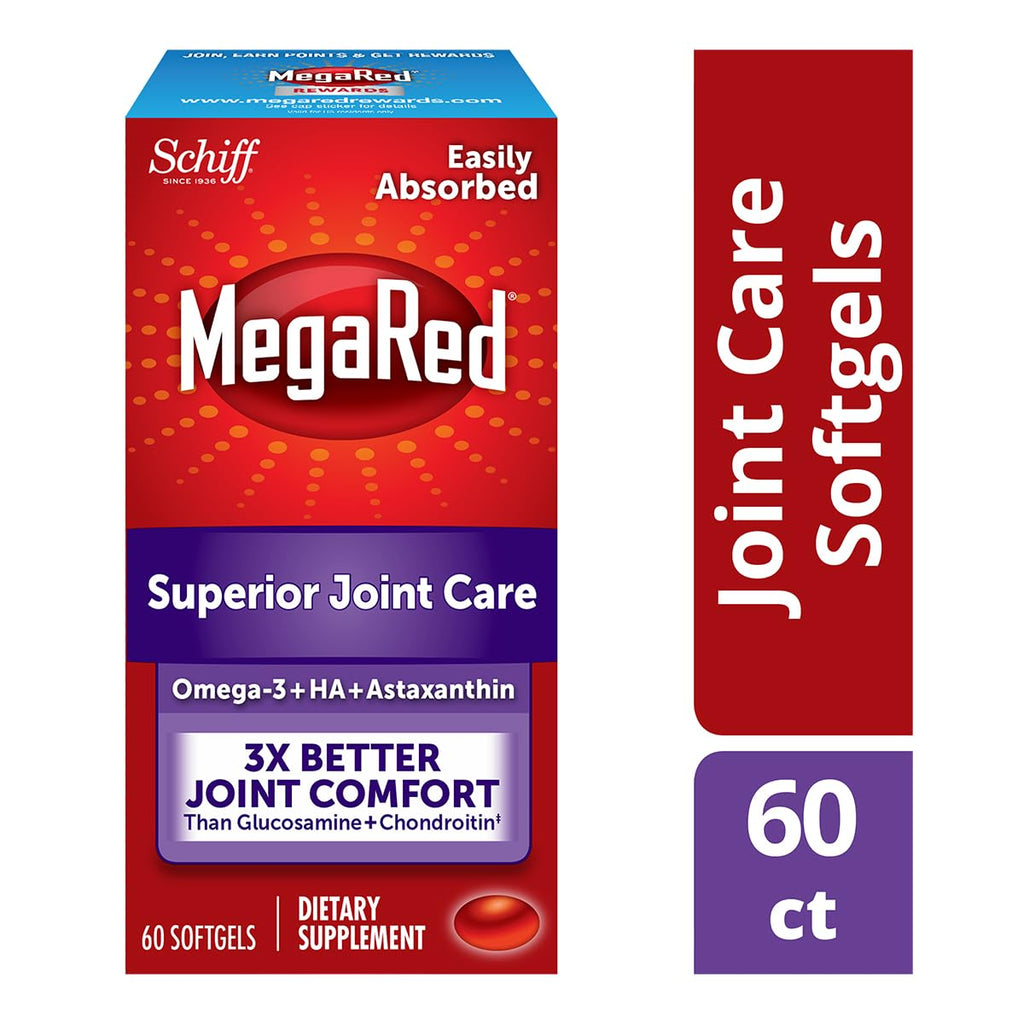 MegaRed Krill Oil Joint Care 353mg — EPA/DHA, Hyaluronic Acid, 60 Softgels