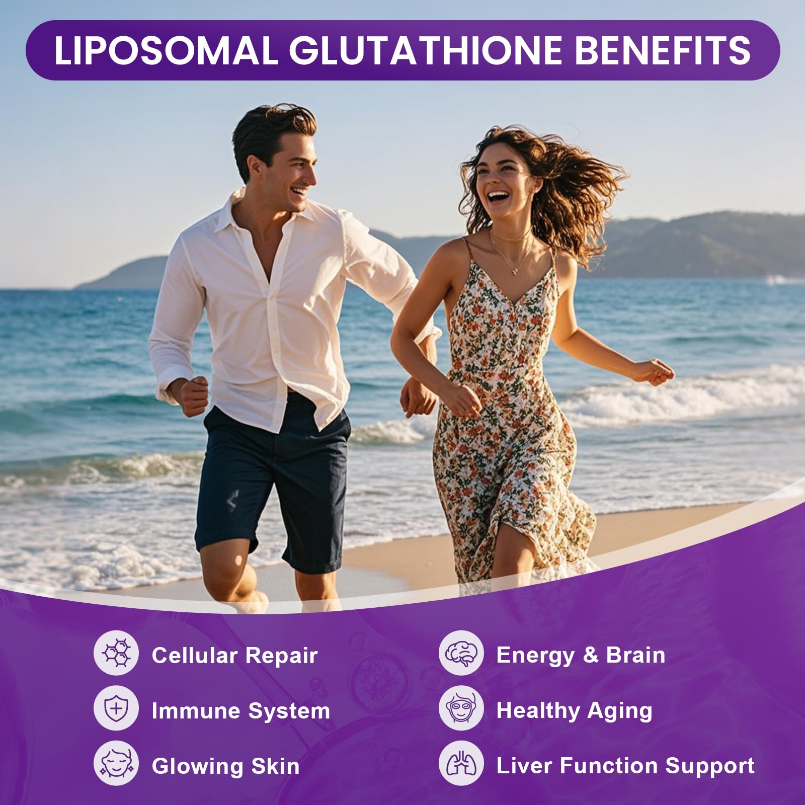 MEGNETA Liposomal Glutathione 500mg – PQQ CoQ10 Vitamin C | Grape Flavor, 30 Pouches