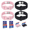 MEIYYJ Motion Sickness Bands for Travel — Sea Wristbands for Adults & Kids (1 Pair Black + 1 Pair Pink)