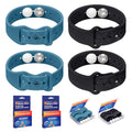MEIYYJ Motion Sickness Bands – Sea Wristbands for Travel (1 Pair Black + 1 Pair Blue)
