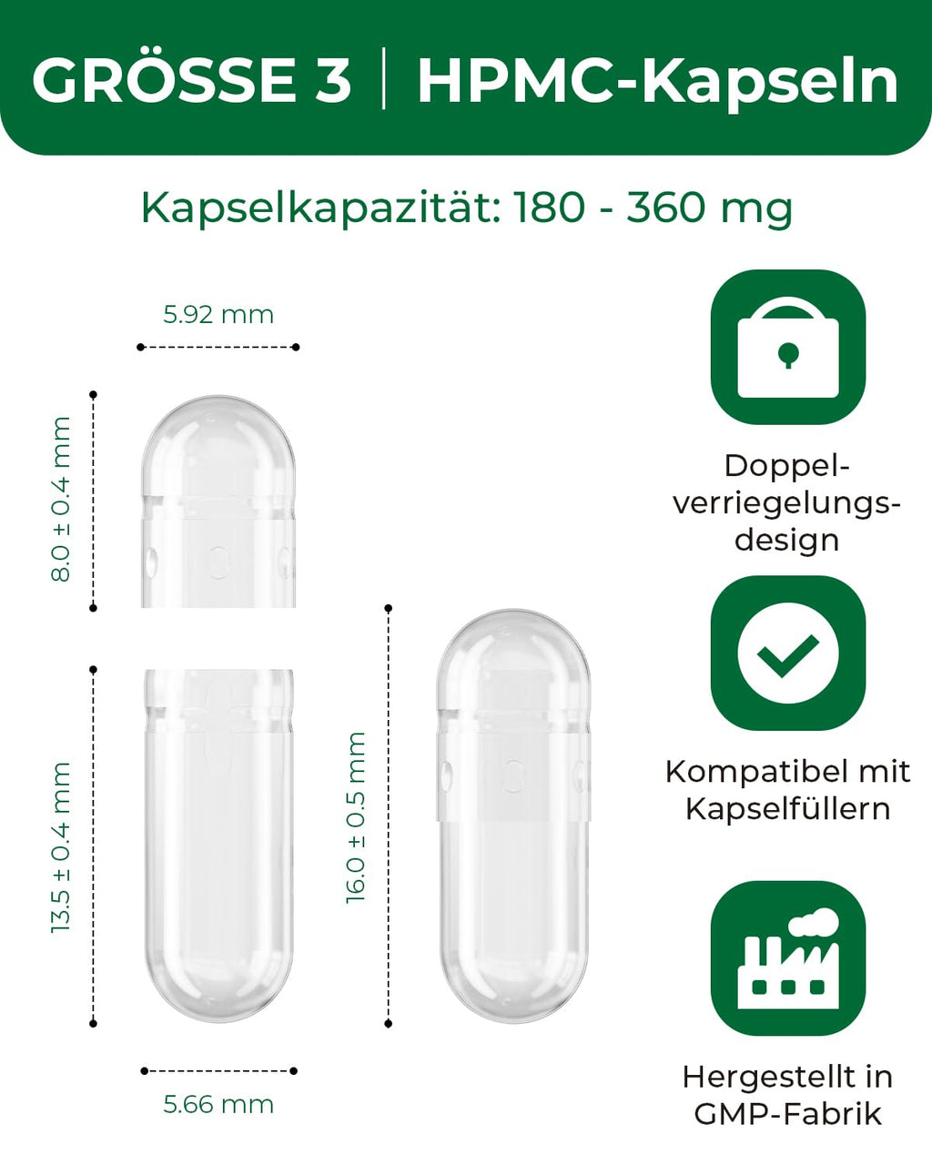 MéipaLien HPMC Empty Capsules Size 3-200 | Plant-Based, Vegetarian, Halal, Non-GMO | DIY Filling