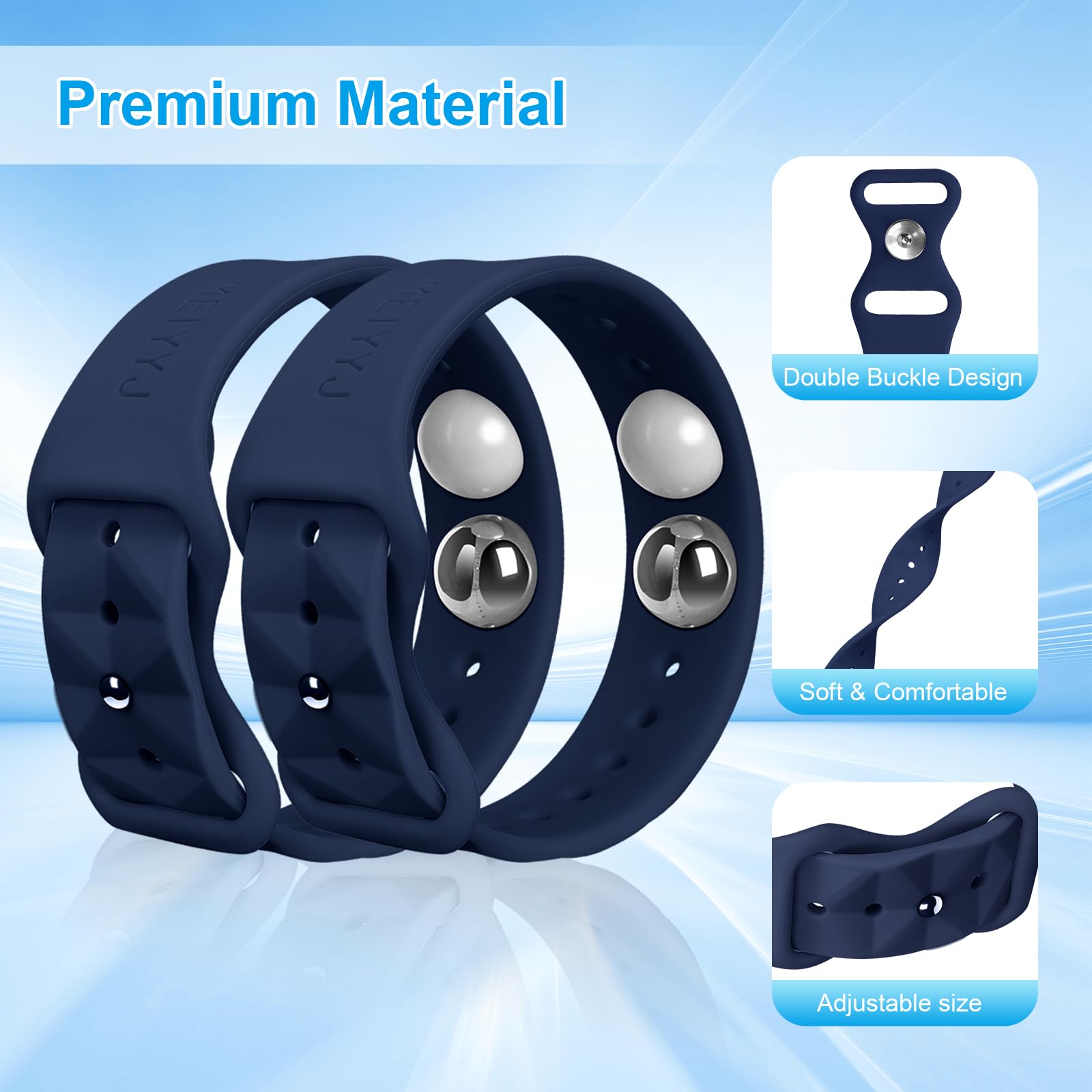 MEIYYJ Motion Sickness Bands – Sea Wristbands for Travel (Dark Blue, 1 Pair)