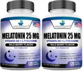 Melatonin 25mg Chewable Tablets with L-Theanine & Vitamin B-6 – 120 per Pack (Pack of 2) – Vegan, Non-GMO, Made in USA