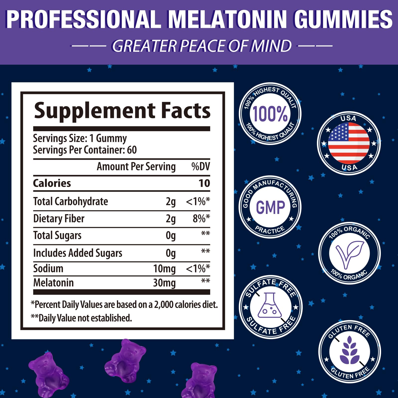 Melatonin Gummies 30mg for Adults - Maximum Strength, Sugar Free, 120 Servings