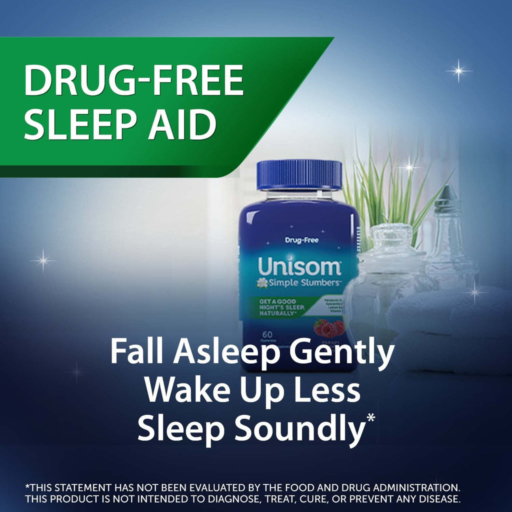 Unisom Simple Slumbers Melatonin Gummies – 5 mg Sleep Support, Midnight Raspberry, 120 Count