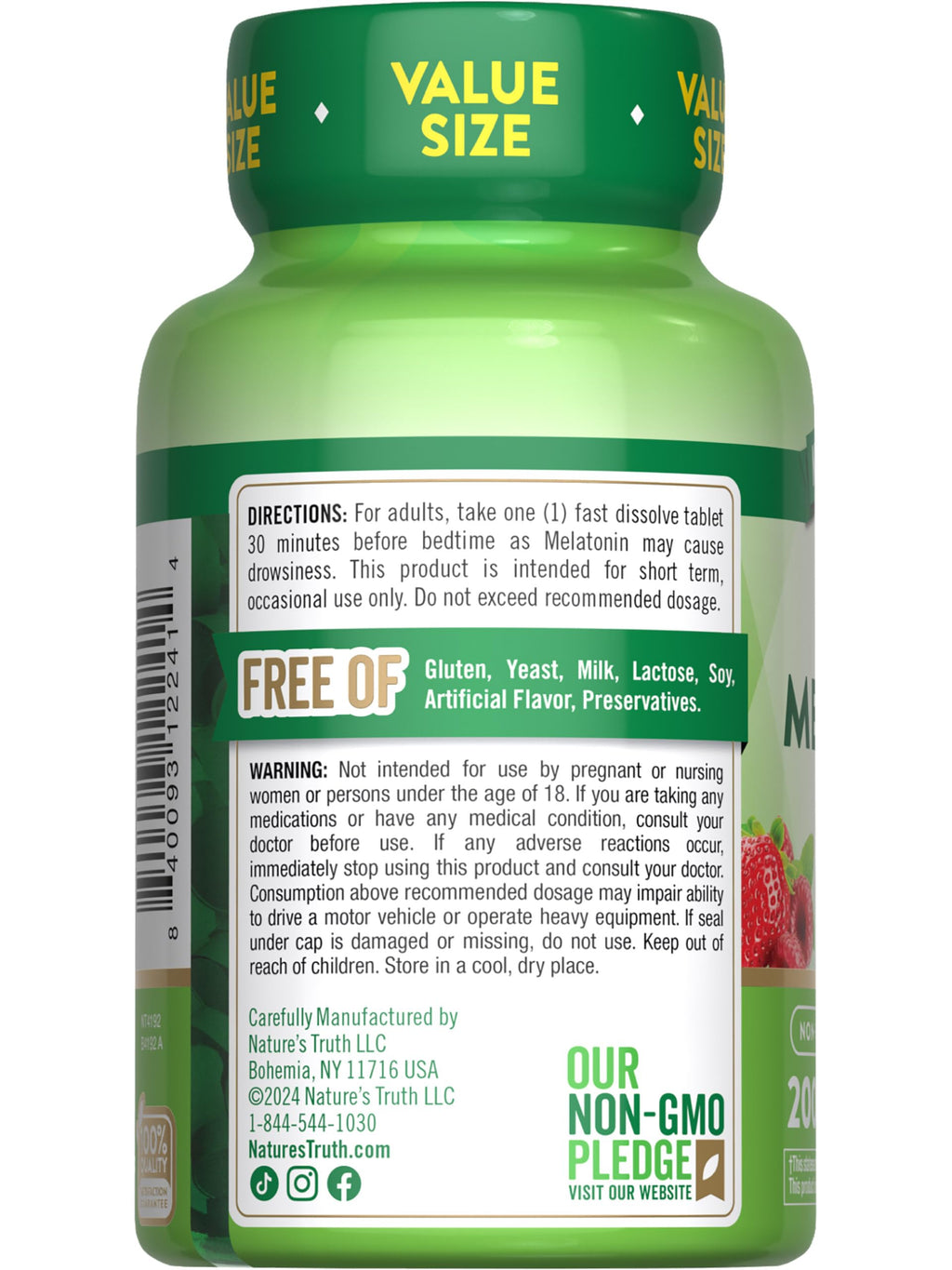 Nature's Truth Melatonin 5mg Fast Dissolve – 200 Count | Vegan & Gluten Free