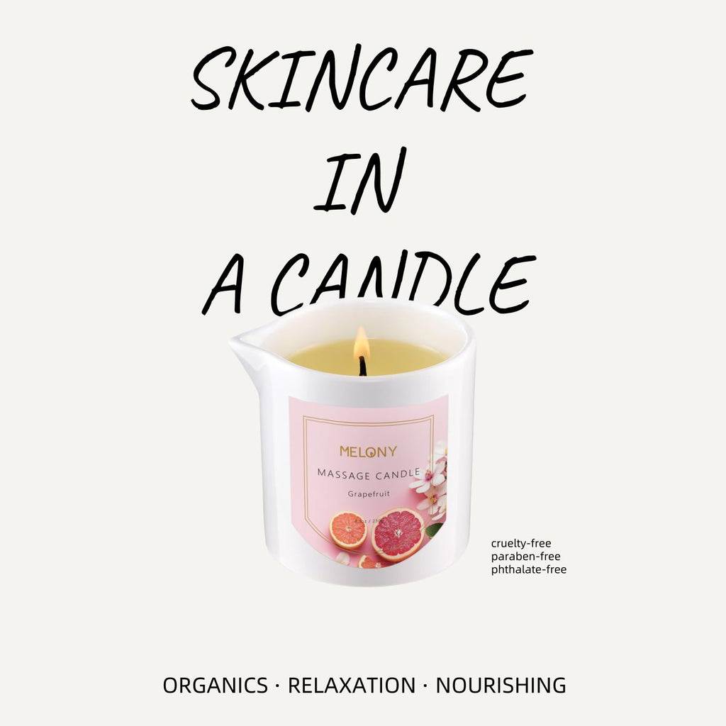 MELONY Luxury Massage Candle – Moisturising Body Oil & Massage Candle, 8.1 oz, Grapefruit