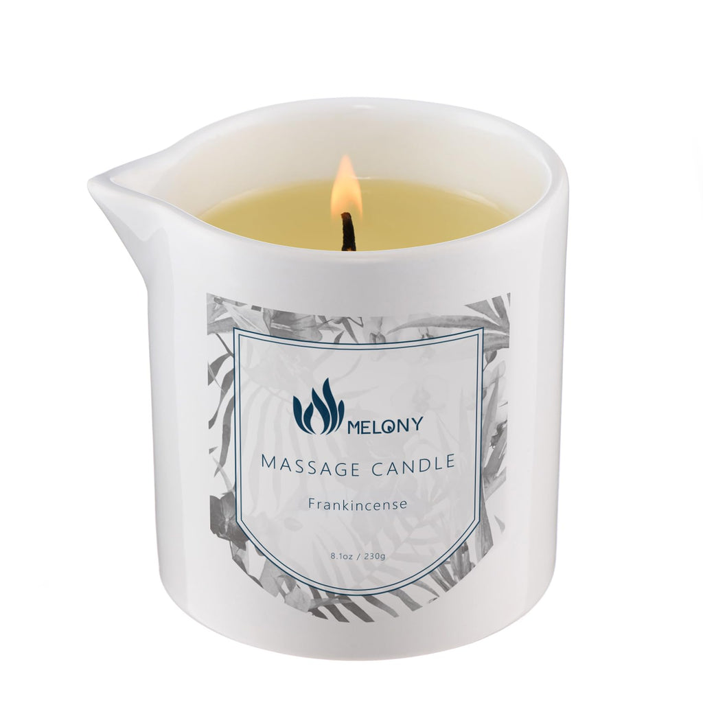 MELONY Massage Candle 8.1oz - Luxurious Body Massage for Home Spa (Frankincense)
