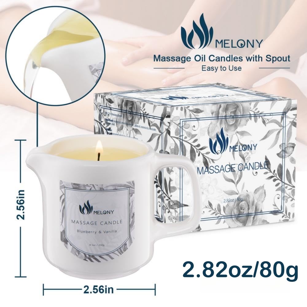 MELONY Soy Massage Oil Candle – Blue & Vanilla, 2.82 oz