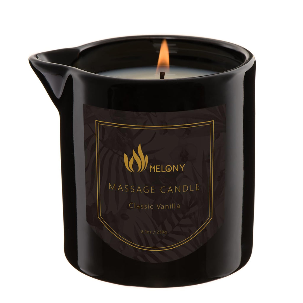 MELONY Massage Oil Candle – Pure Relaxation, 8.1 oz, Classic Vanilla