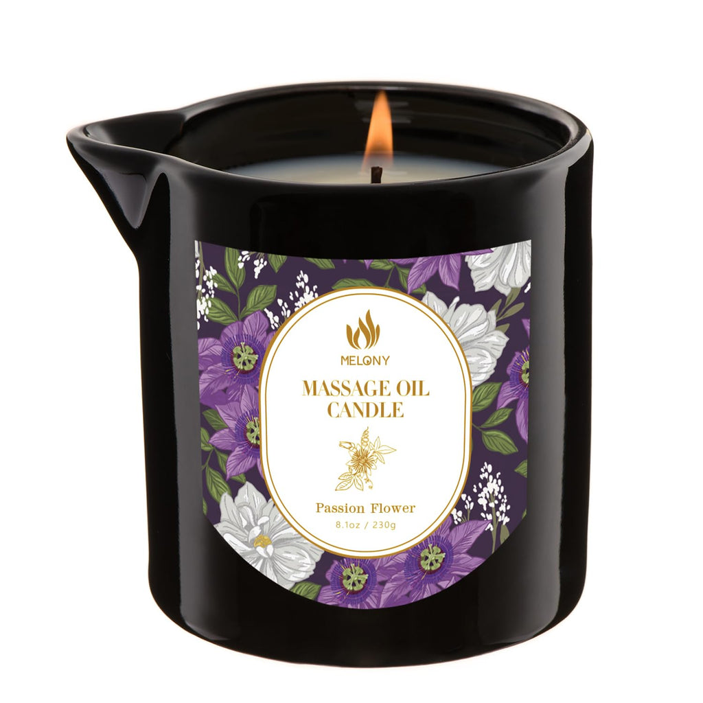 MELONY Massage Oil Candle – 8.1 oz / 230 g | Essential Oil Candle Lotion for Home Spa