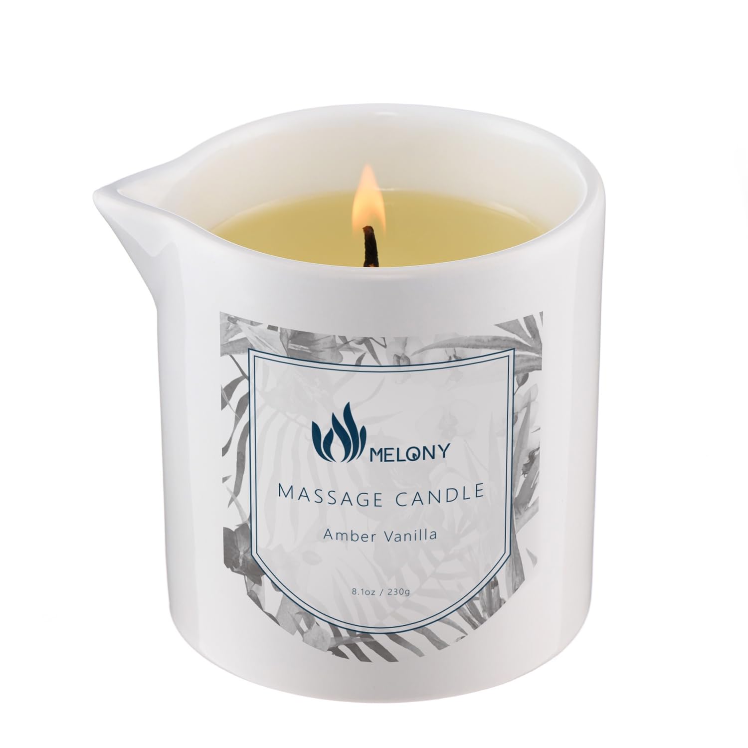 MELONY Massage Oil Candle - Natural Soybean, Moisturizing Body Oil, 8.1 oz, Amber Vanilla