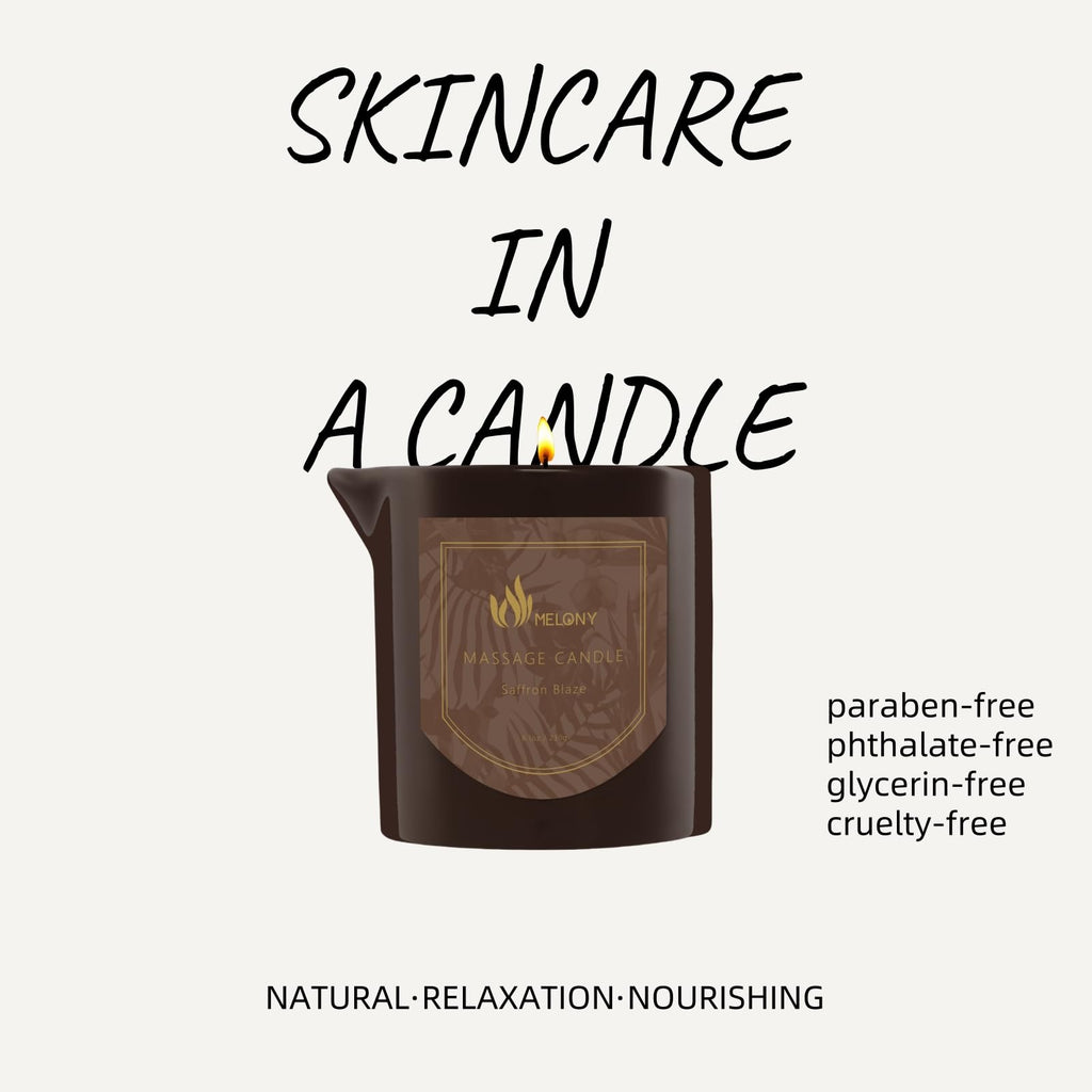 MELONY Massage Oil Candle – 8.1 oz, Saffron Blaze | Pure Relaxation