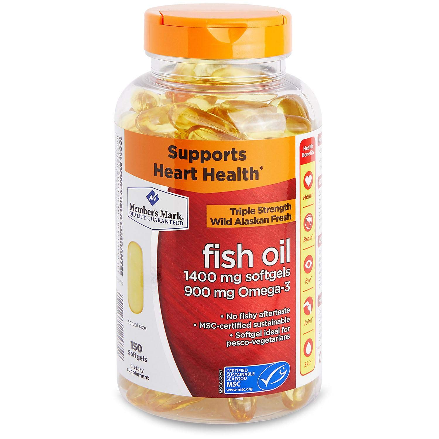 Member's Mark Omega-3 Fish Oil 1400 mg (900 mg EPA/DHA) Enteric Coated, 150 Softgels