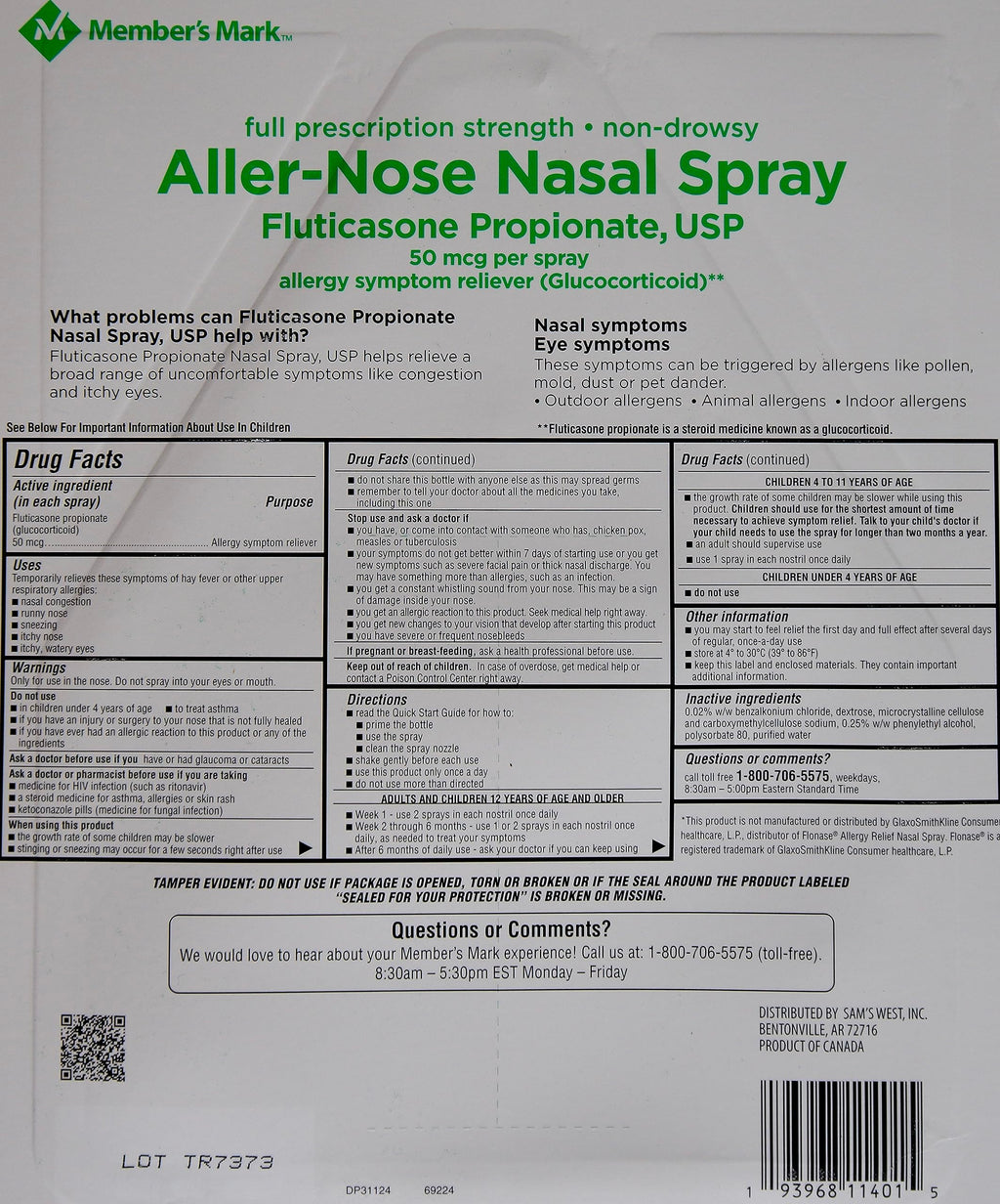 Members Mark Aller-Nose Fluticasone Propionate Nasal Spray 50 mcg - 3.72 FL OZ