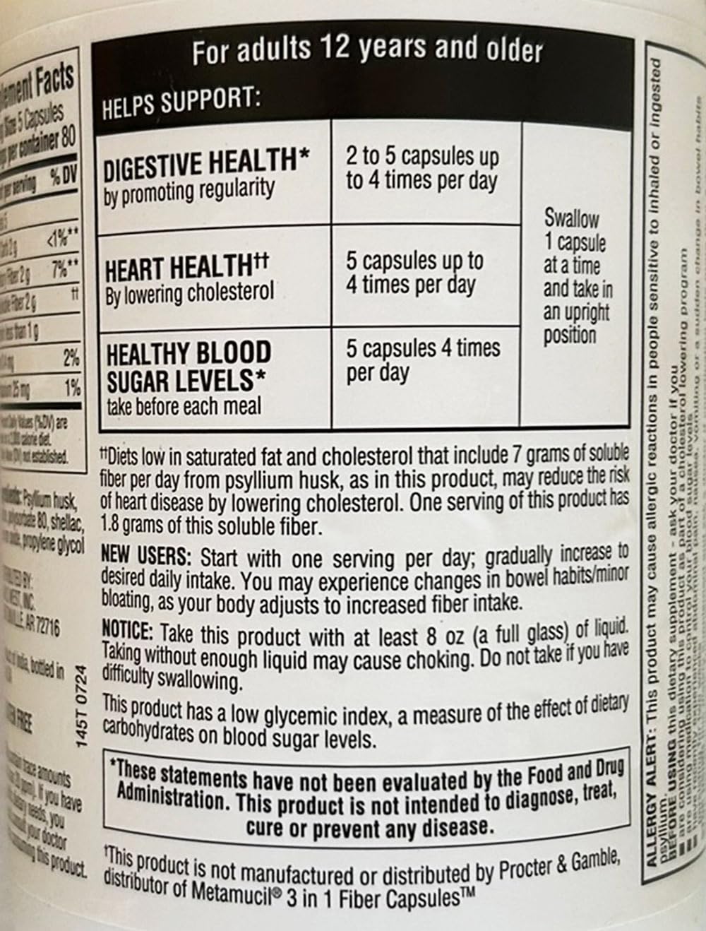 Member's Mark Fiber Capsules 2-Pack (400 Count) – Fiber Supplement