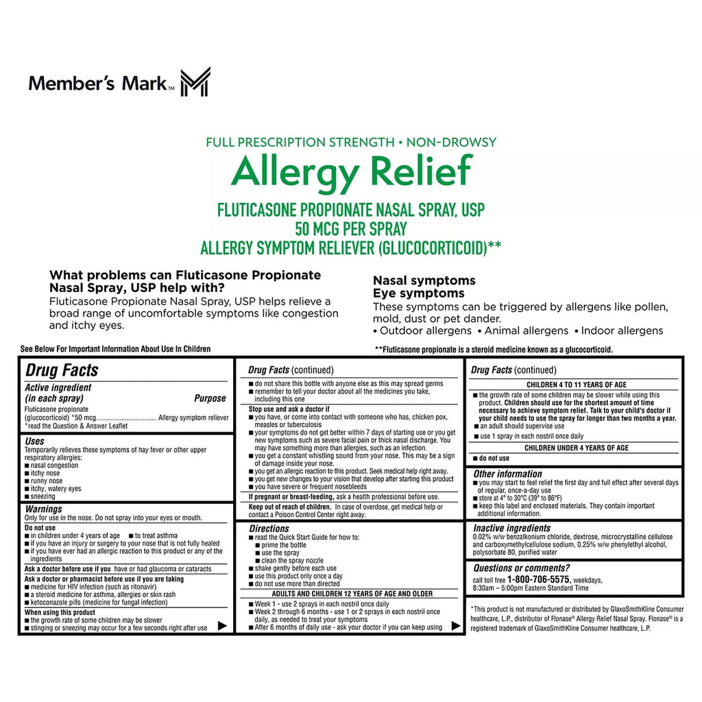 Members Mark Fluticasone Propionate Nasal Spray (6 pk, 0.54 fl oz)