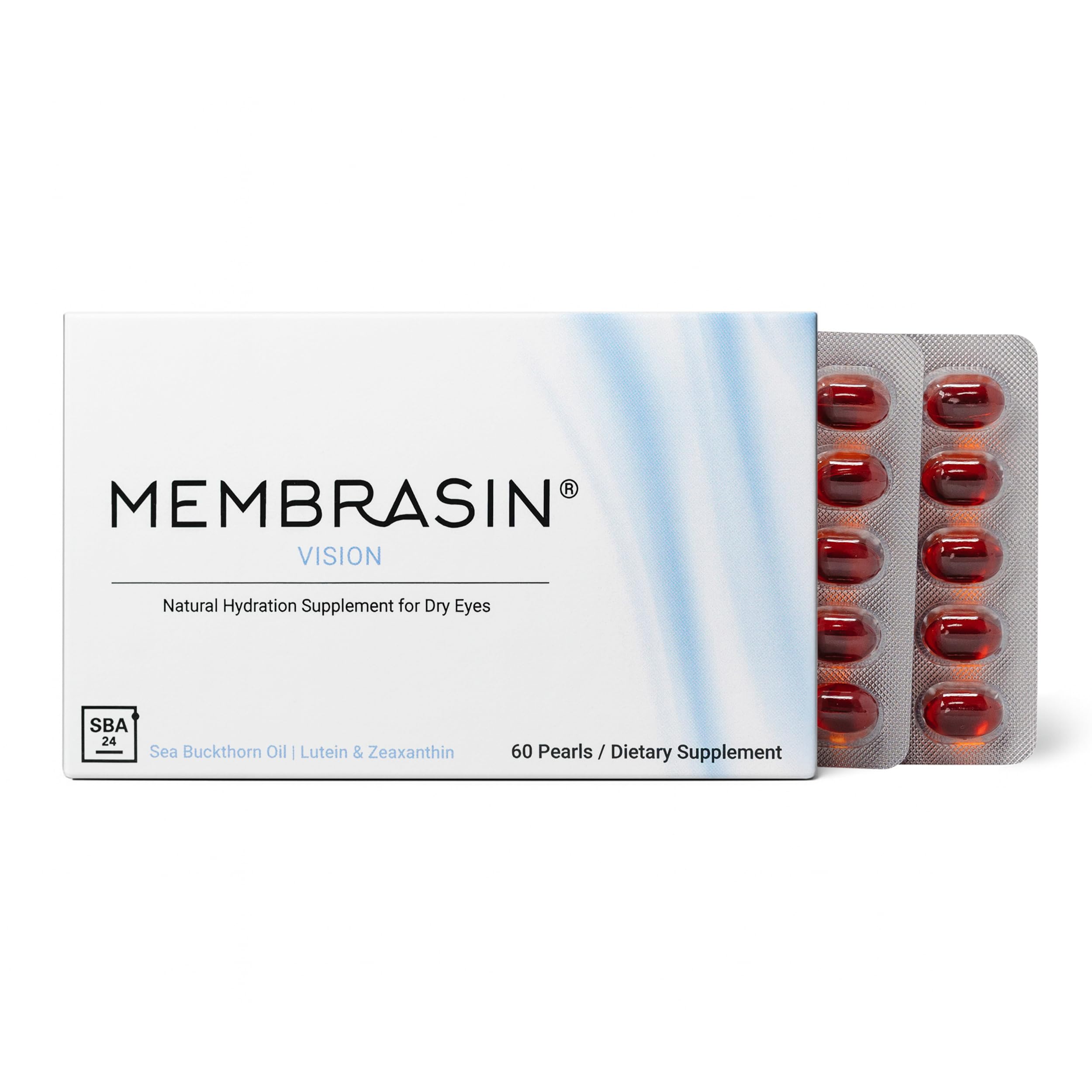 Membrasin Vision Supplement – Omega 3-6-7-9 with Sea Buckthorn, Lutein & Zeaxanthin | Eye Hydration & Blue Light Protection – Vegan Softgels (60 Capsules)