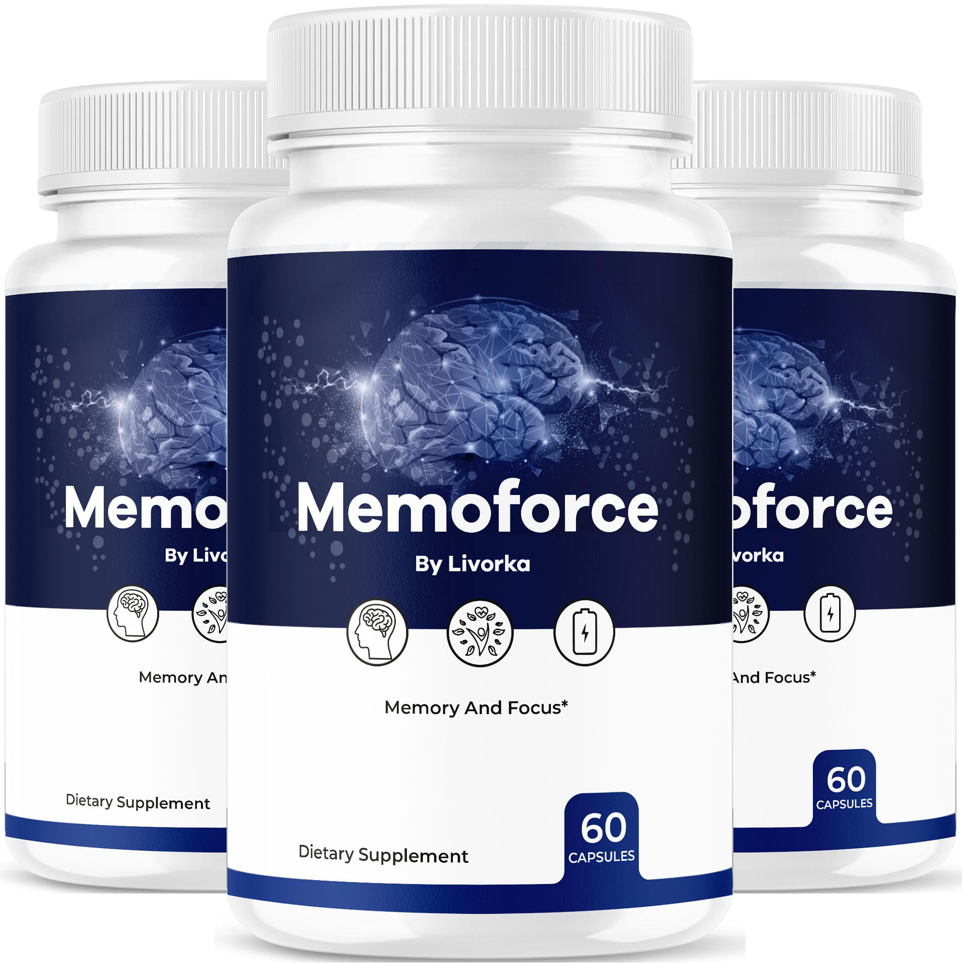 (3 Pack) Memoforce Brain Supplement – Premium Formula, 180 Capsules, 3 Months
