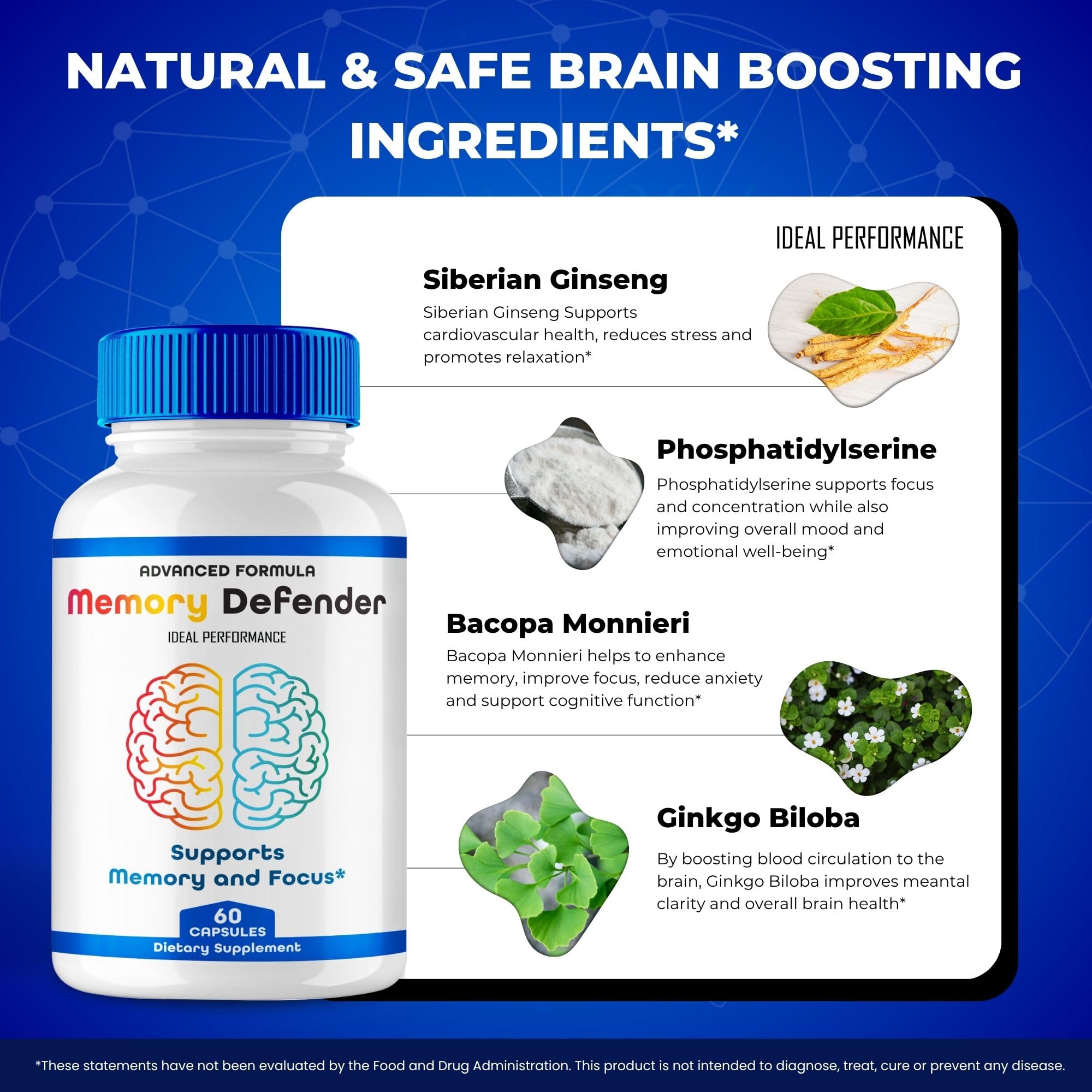 Memory Defender Capsules | MemoryDefender Brain & Memory Supplement Pills – 5 Pack