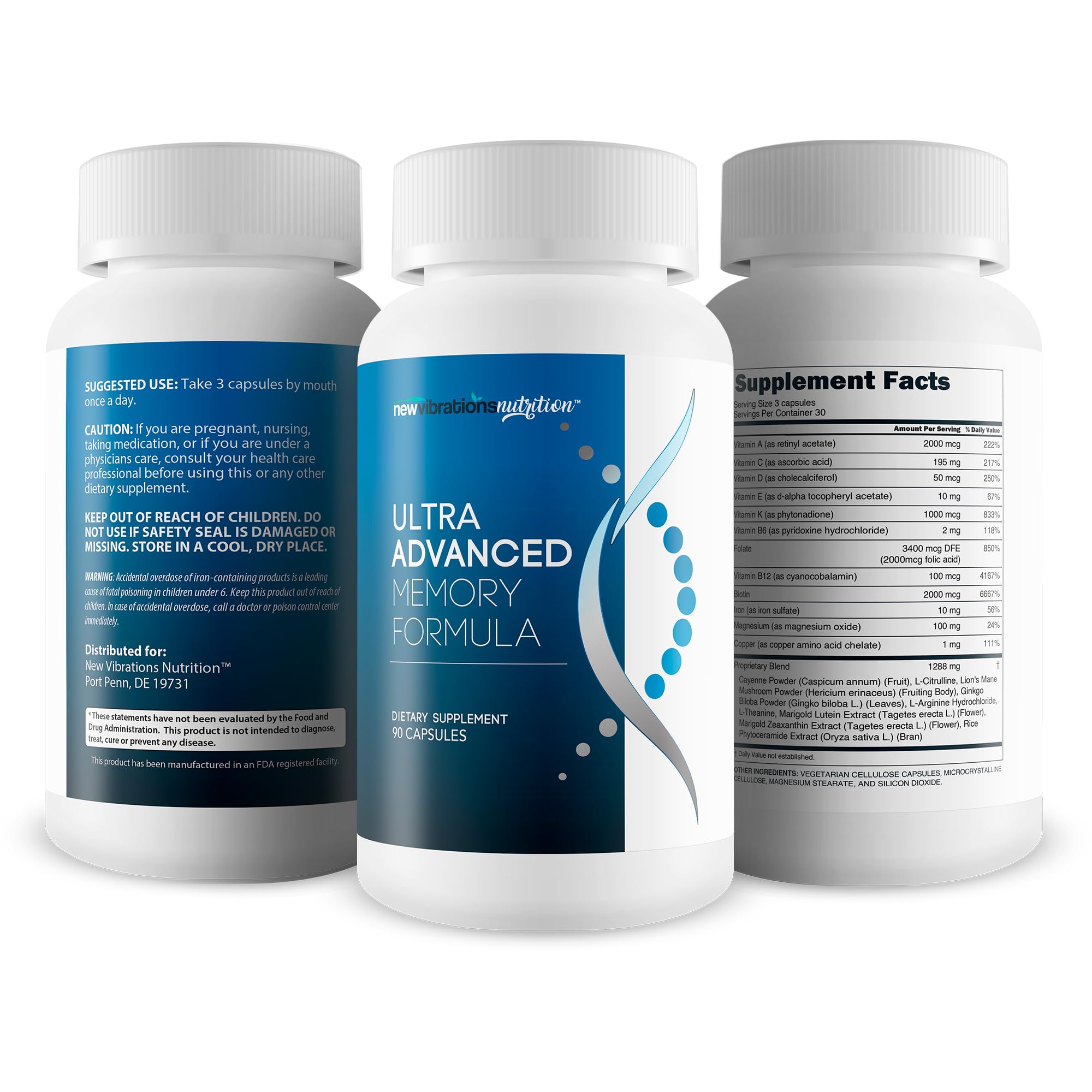 New Vibrations Nutrition Ultra Advanced Memory Formula – Best Memory & Focus Supplement