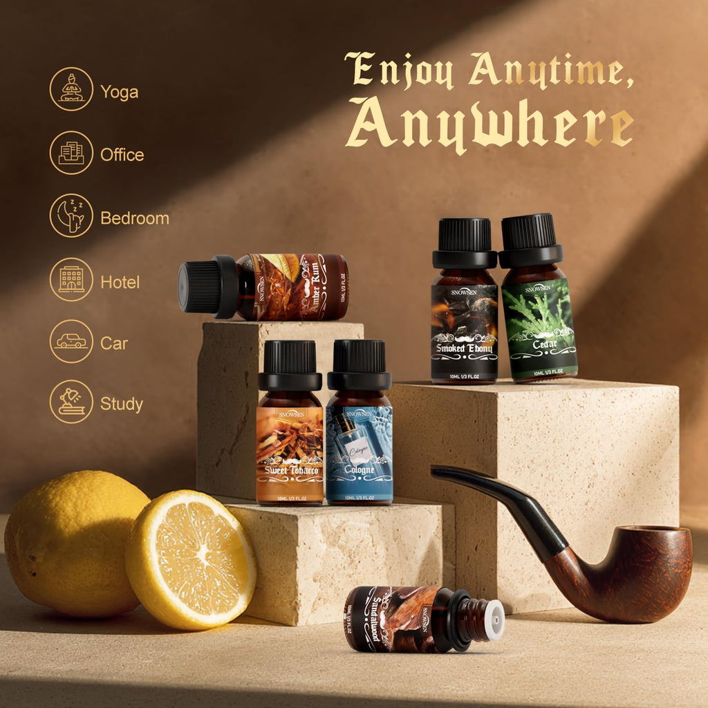 Men Diffuser Oils Gift Set | SNOWSEN Gentlemen's Essential Oils for Home Diffusers