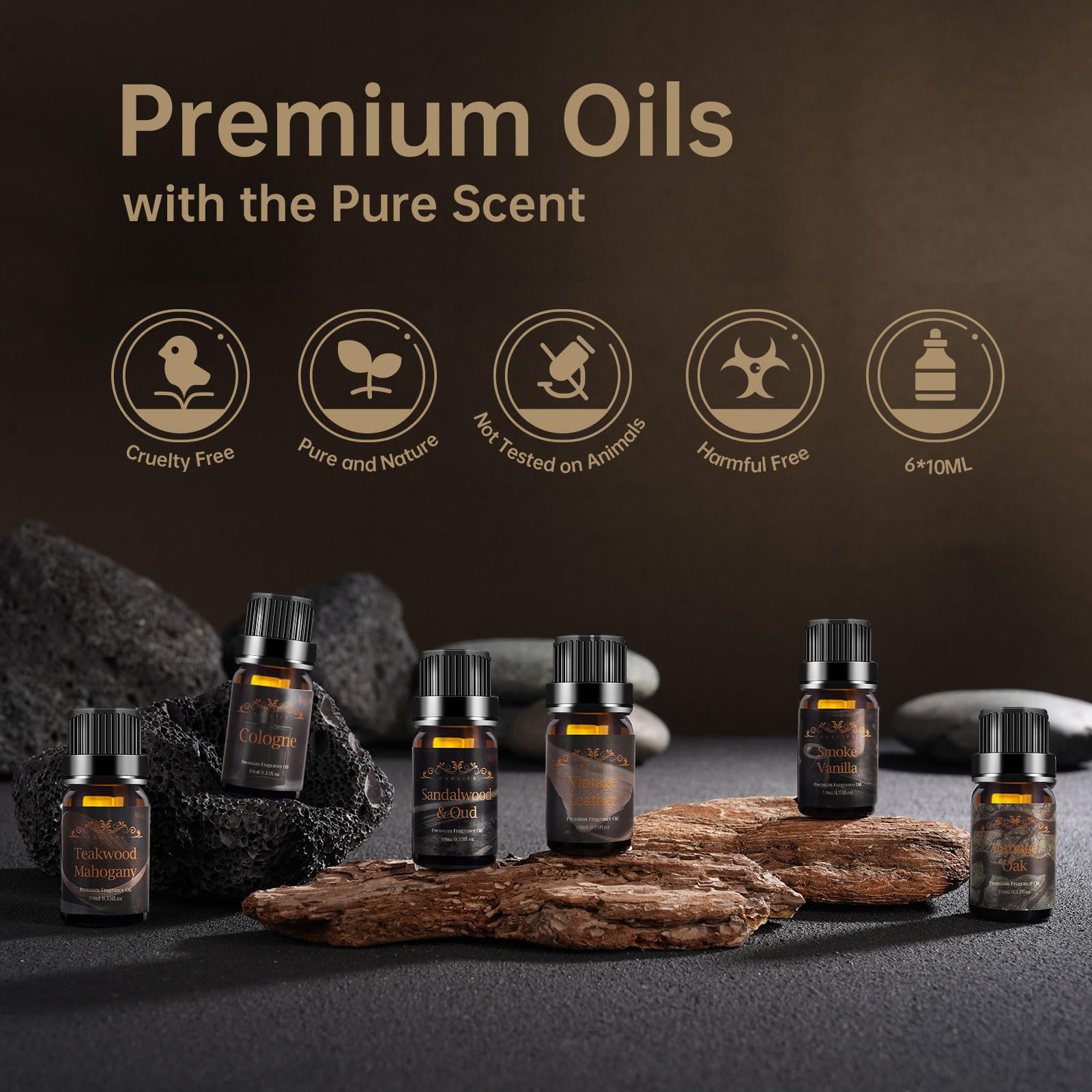 Men Essential Oils Set – 6 Premium Fragrance Oils for Diffusers, Candles & Aromatherapy | Gift Set for Men