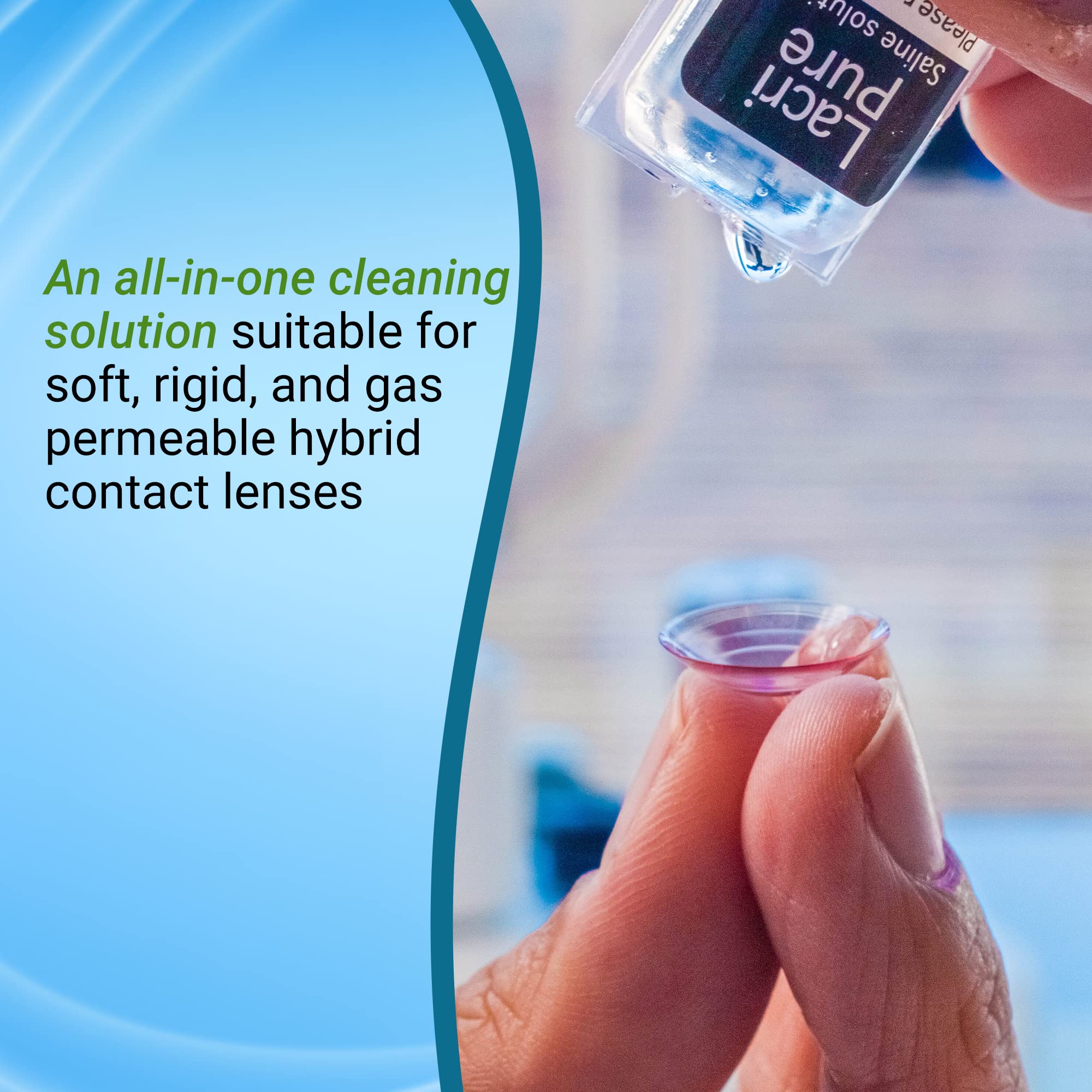 Menicon LacriPure Saline Contact Lens Solution - Rinse & Insertion, 98 Vials (5ml each)