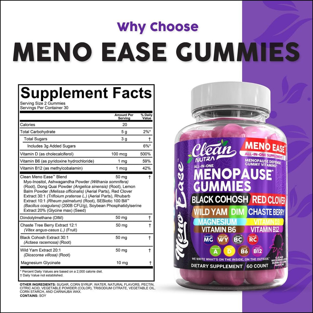 Meno Ease Menopause Gummies – Hormone Balance & Relief for Women | Clean Nutra