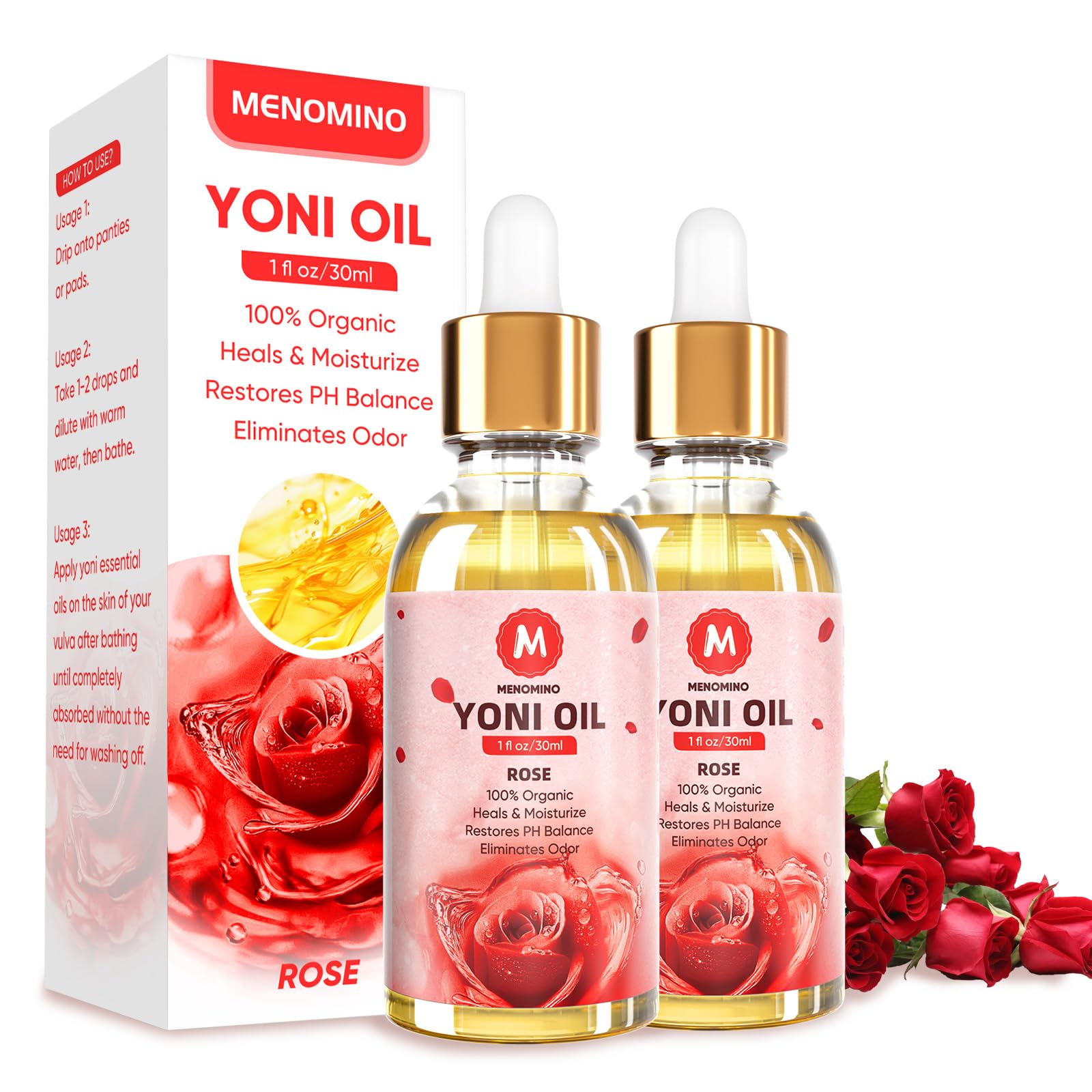 MENOMINO Rose Yoni Oil 2-Pack — Organic Feminine Oil, pH Balanced