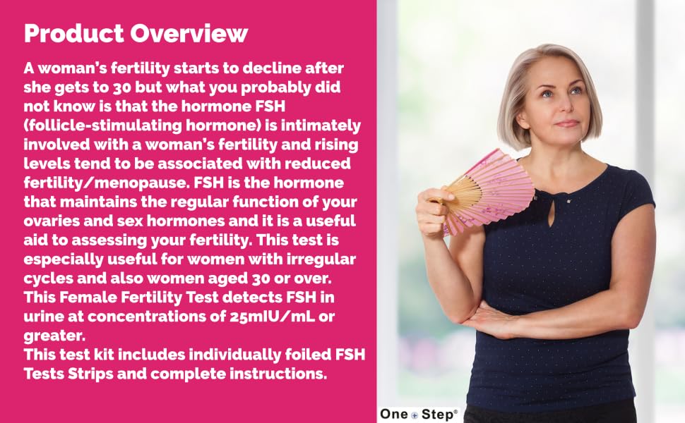 One Step Female FSH Test Strips – 5 Test Pack for Perimenopause & Menopause | Home Urine Test
