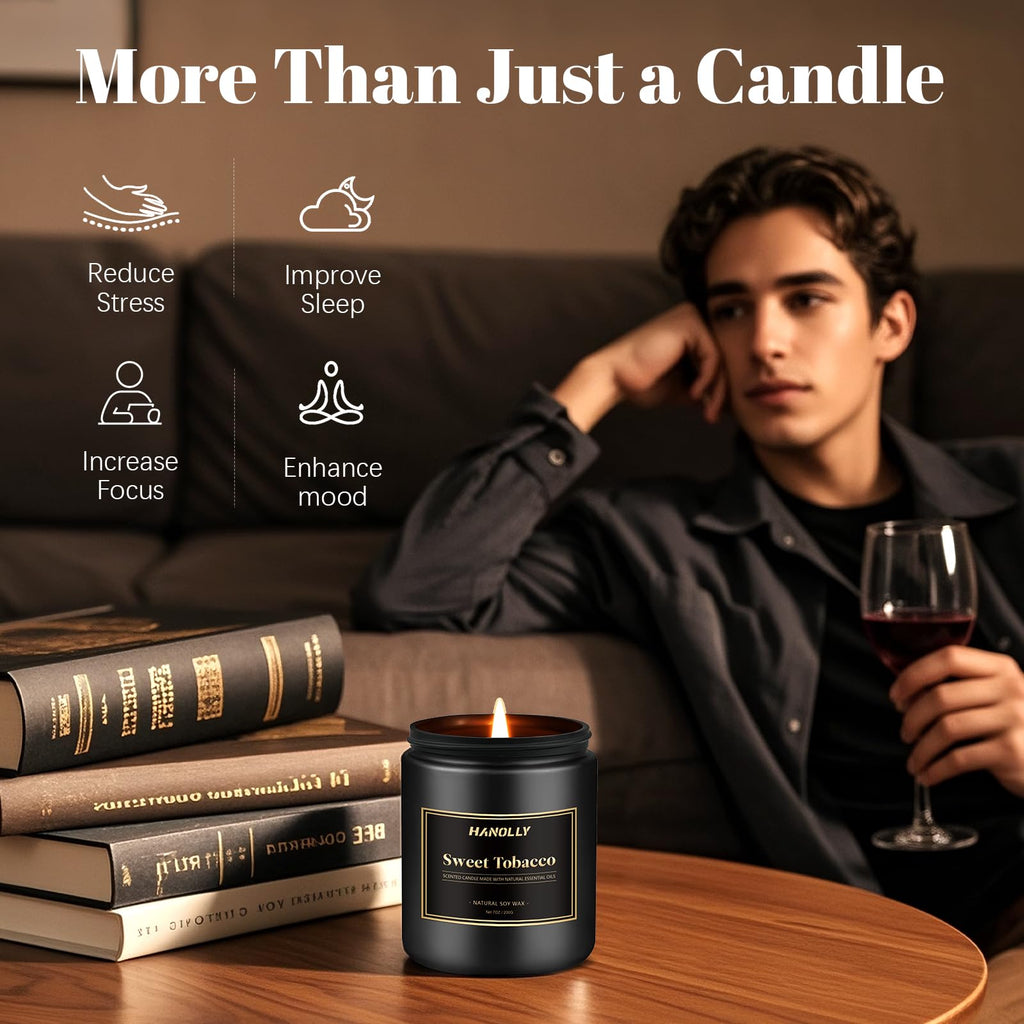 Mens Scented Candle Gift Set – 6-Pack Soy Candles for Men, Gifts for Dad, 42 oz Long-Lasting Aromatherapy Jar Candles