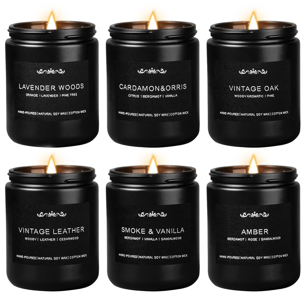 Scented Candles for Men — 6-Pack, 42oz, 300 Hours Burn Time