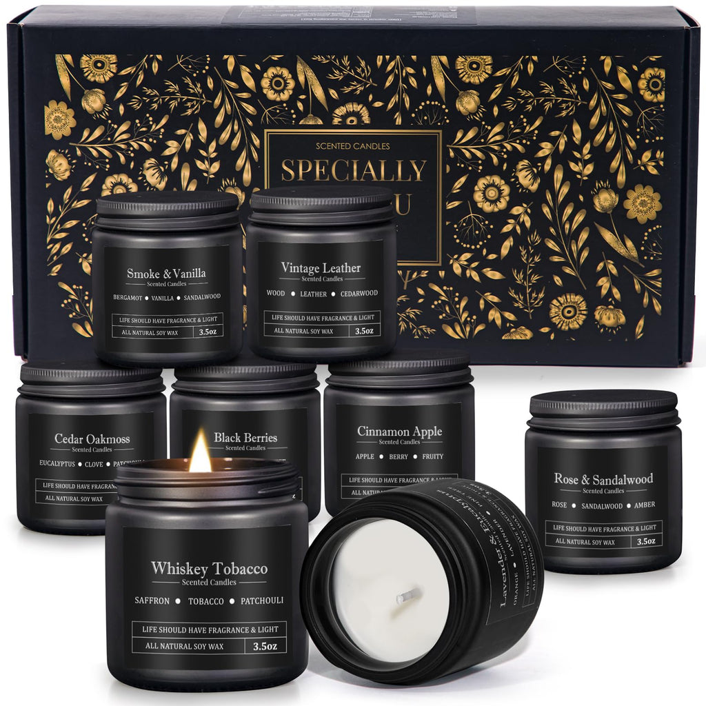 8 Pack Men Scented Soy Candles Set – Aromatherapy Gift for Men