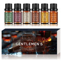 Men's Essential Oils for Diffusers & Candle Making - 6x10ml Leather, Sandalwood, Coffee, Cedarwood, Cinnamon & Amber