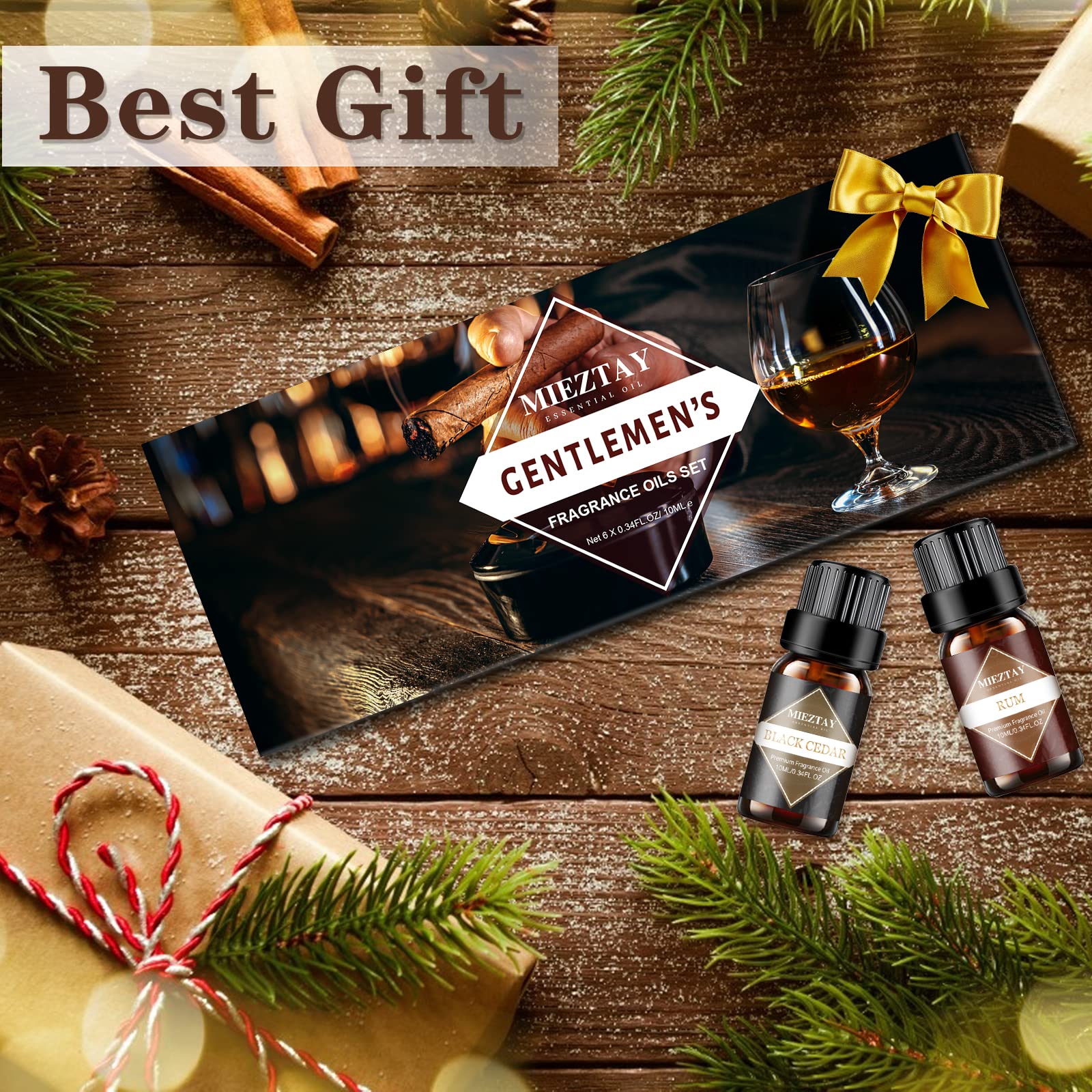 Mens Essential Oils Set – 6 Fragrance Oils for Diffuser, Candle & Soap Making