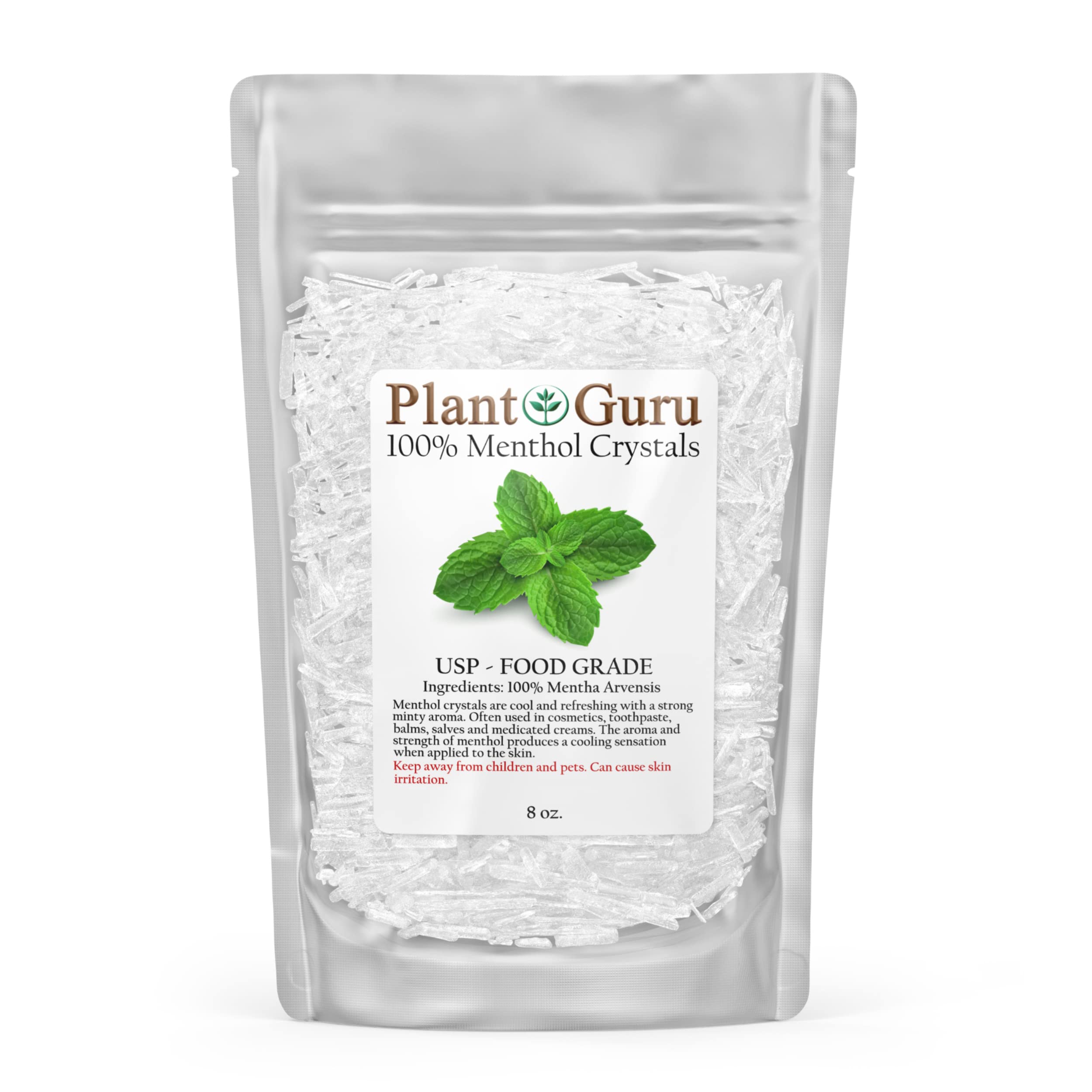 Menthol Crystals 8 oz – Mentha Arvensis | 100% Pure Natural USP Food Grade for Cosmetics, Soaps & Balms