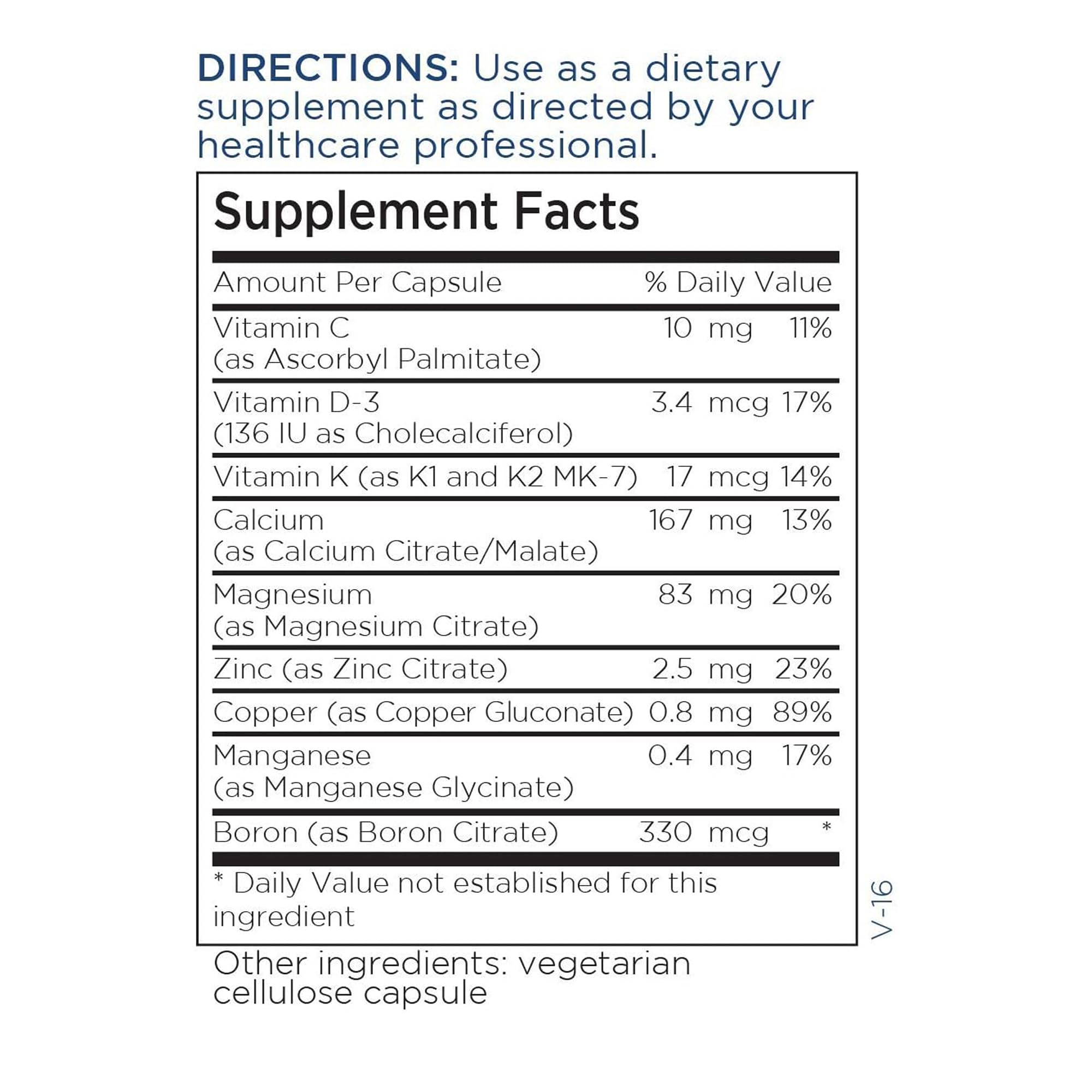 Metabolic Maintenance Rebuild — Bone Health Support with Calcium, Vitamin D, K2, Zinc & Magnesium (180 Capsules)