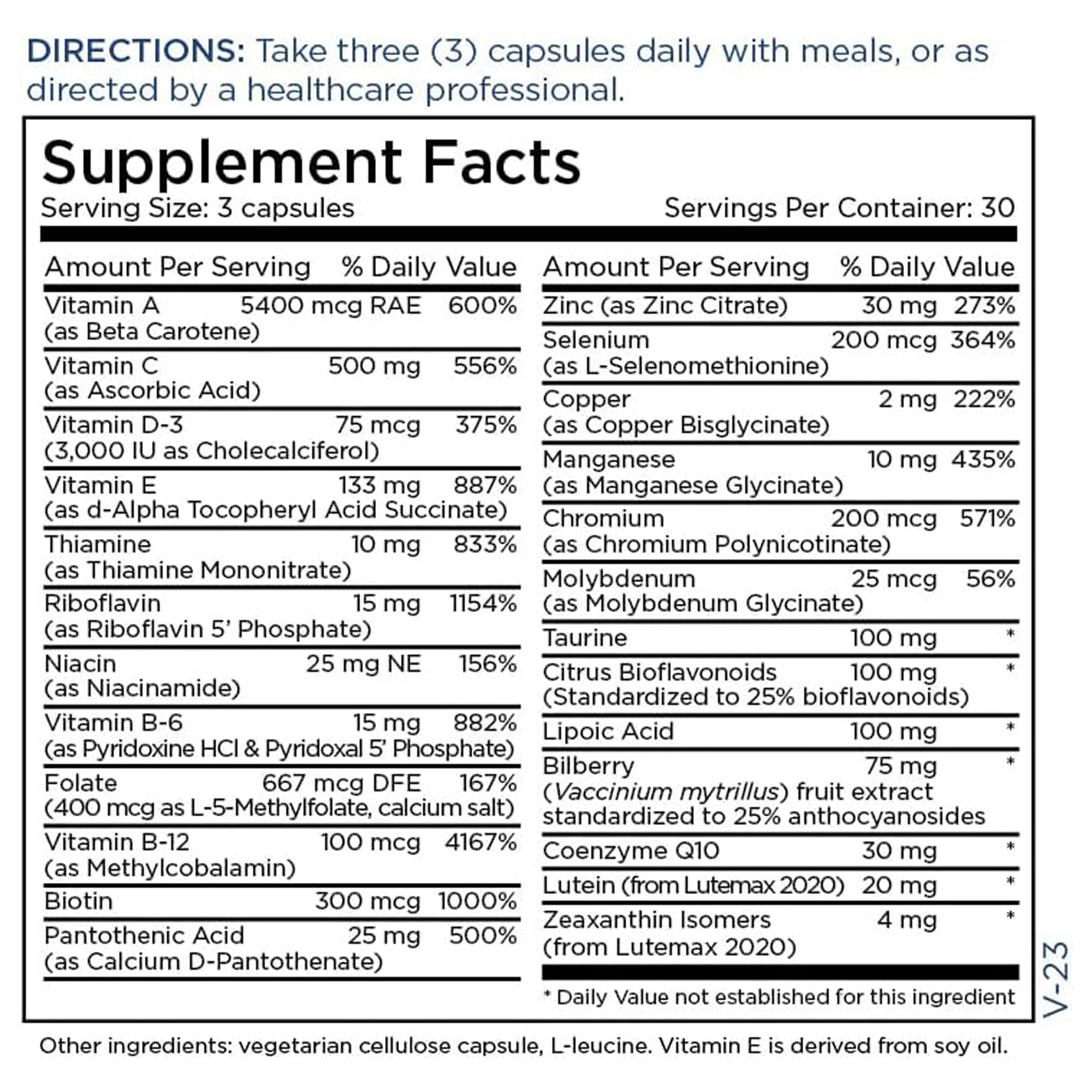 Metabolic Maintenance Vital Eyes Complete - Ocular Support Multivitamin with Lutein + Zeaxanthin (90 Capsules)