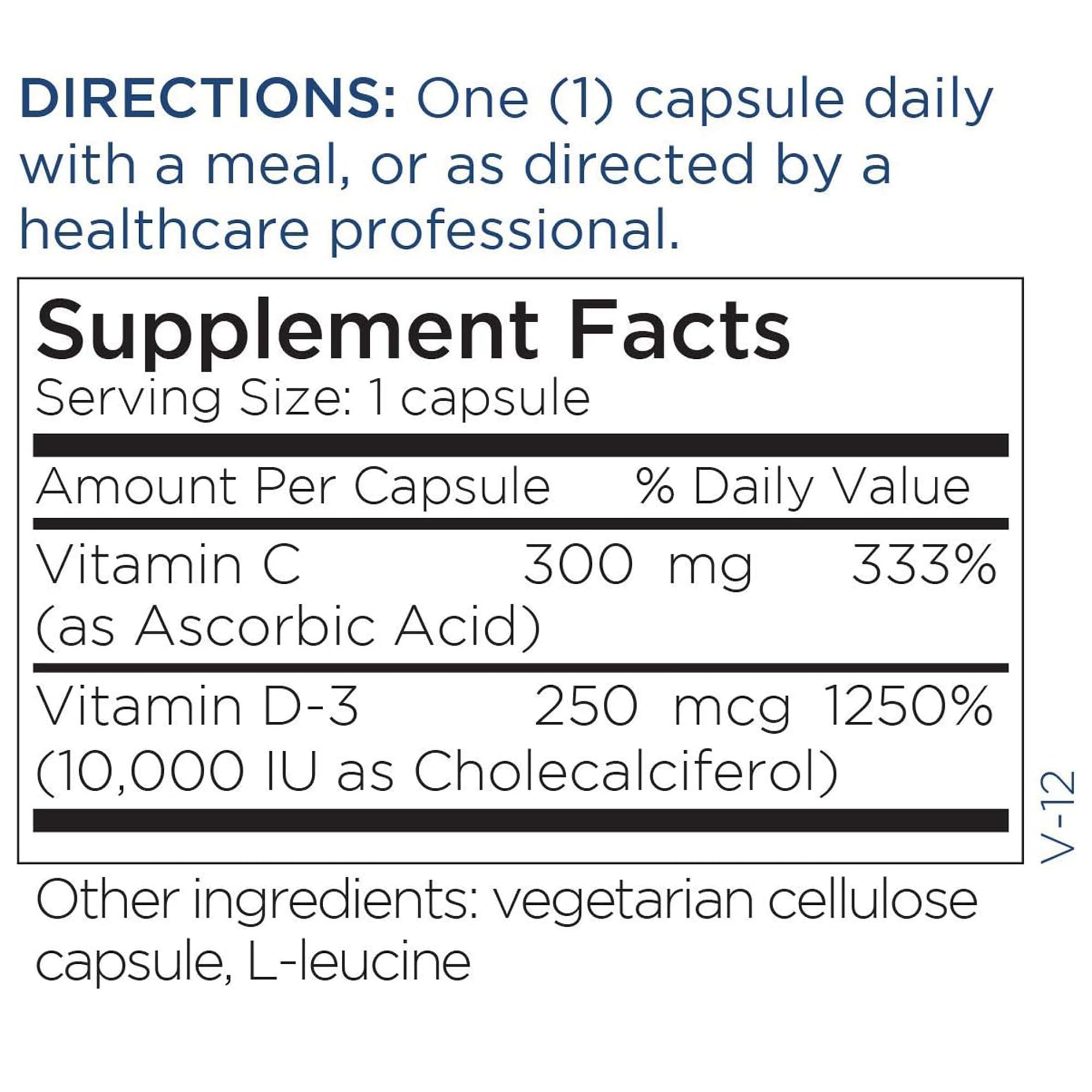 Metabolic Maintenance Vitamin D-3 10,000 IU | D3 with Vitamin C for Immune, Bone & Mood Support (60 Capsules)
