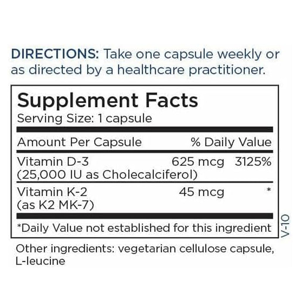 Metabolic Maintenance Vitamin D3 & K2 – 25,000 IU, Bone Health, 60 Capsules