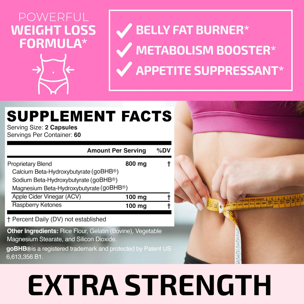 Fat Burners For Women | Raspberry Ketones, Appetite Suppressant & Metabolism Booster | 120 Capsules