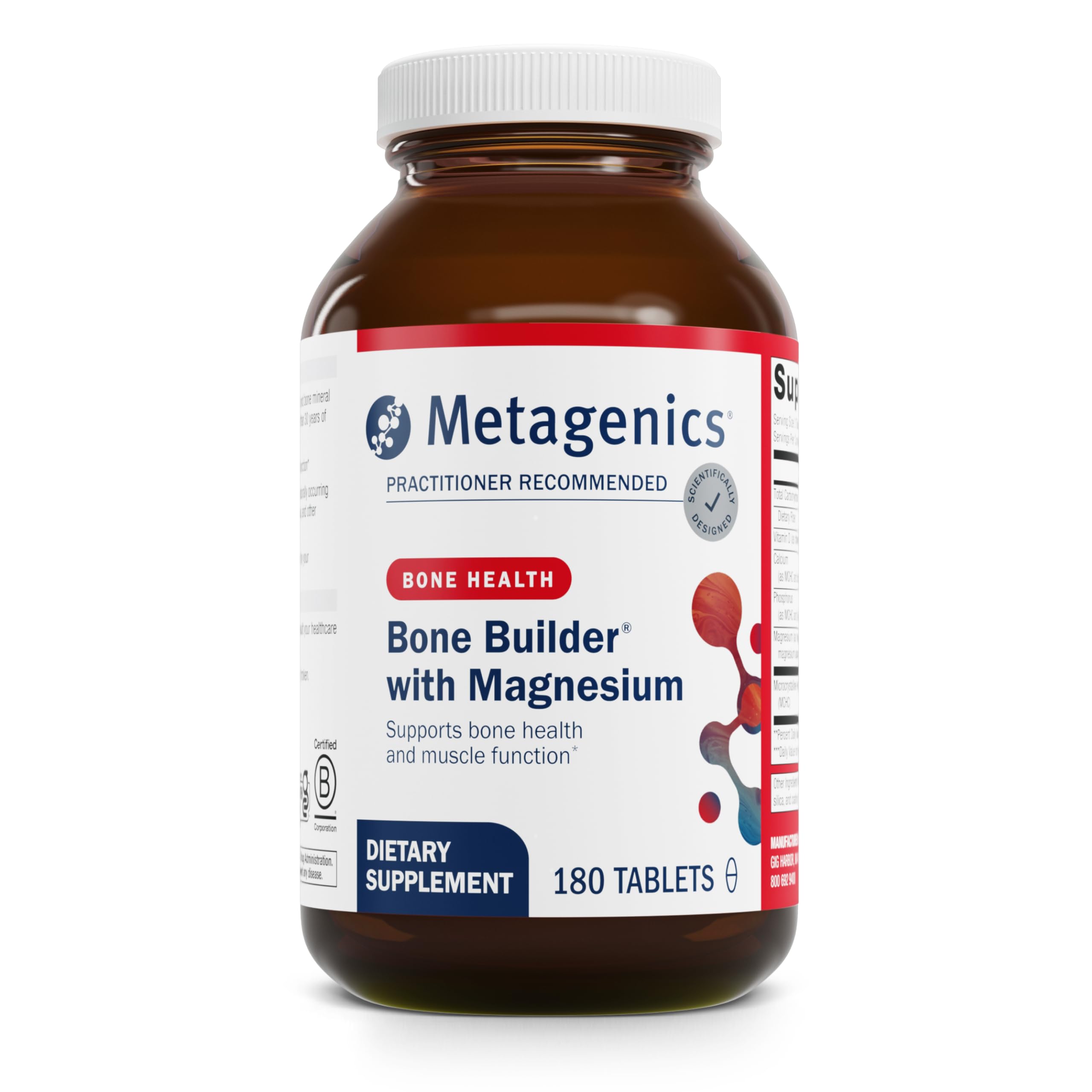 Metagenics Bone Builder with Magnesium – Calcium, Vitamin D & Chelated Magnesium for Stronger Bones | Non-GMO & Gluten-Free | 180 Tablets