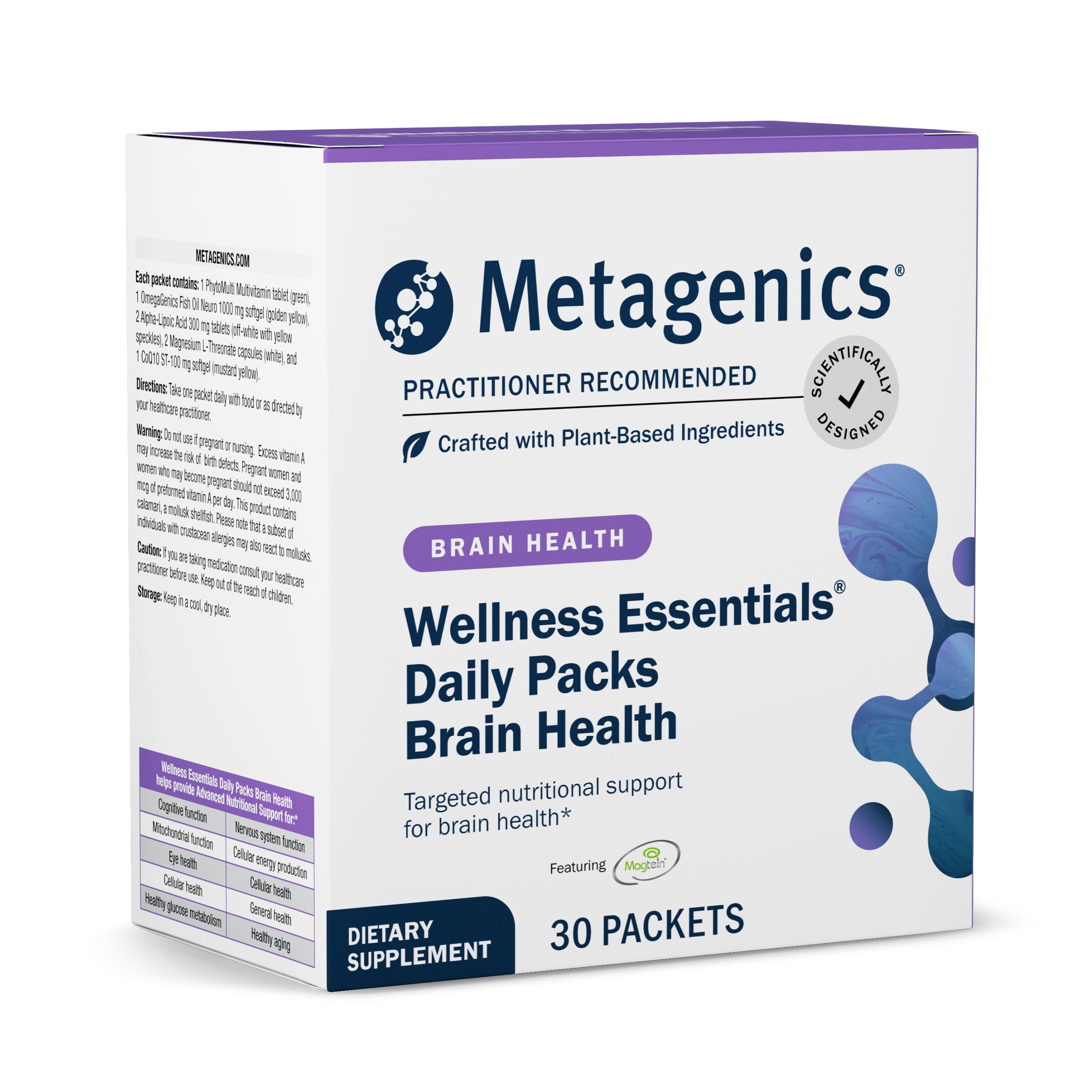 Metagenics Wellness Essentials Brain Health - Daily Multivitamin Packs with Alpha Lipoic Acid, Biotin, DHA, Folate & CoQ10 - Supports Memory & Focus - 30 Packets