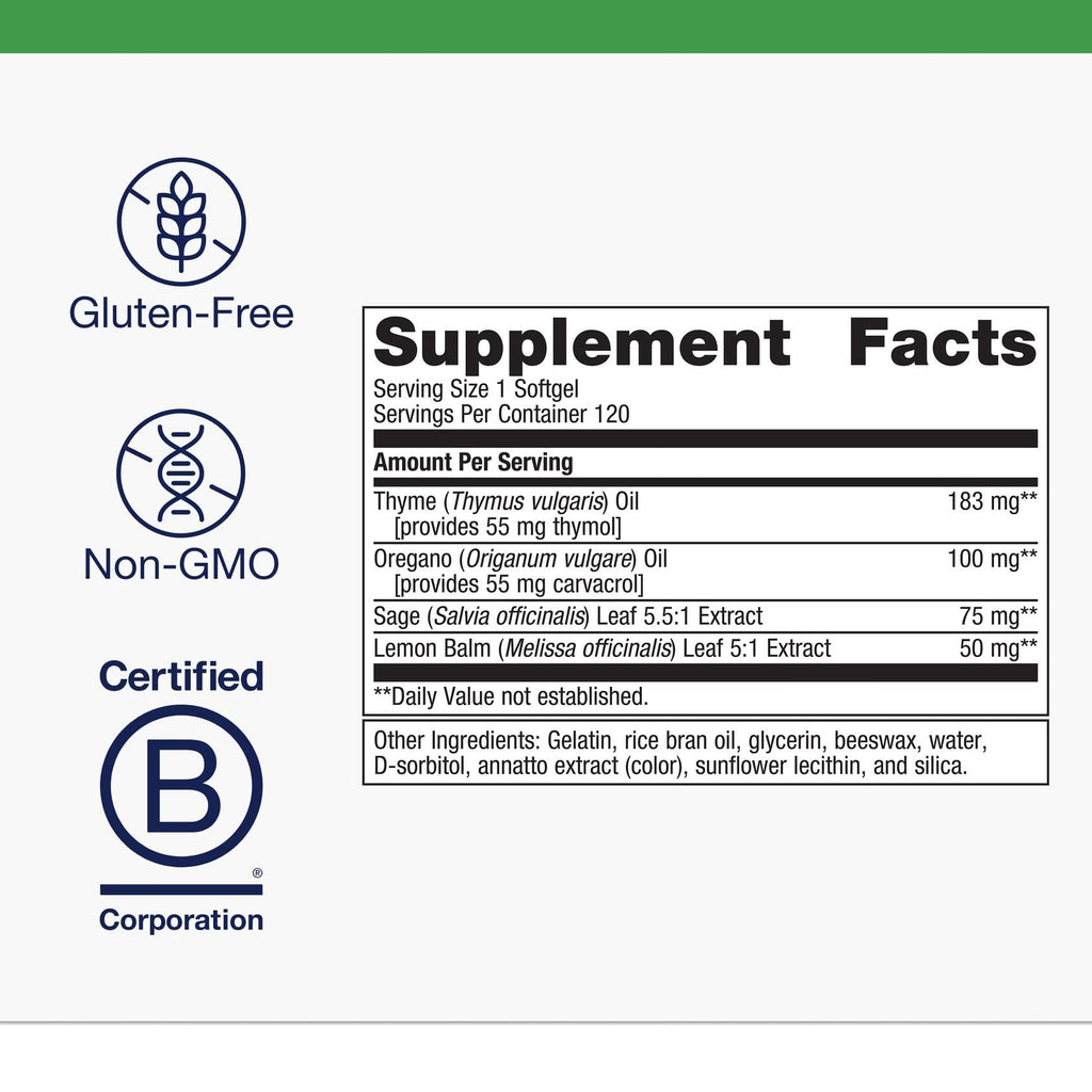 Metagenics Candibactin-AR: Oregano & Thyme Oils with Sage & Lemon Balm | Enteric-Coated Softgels